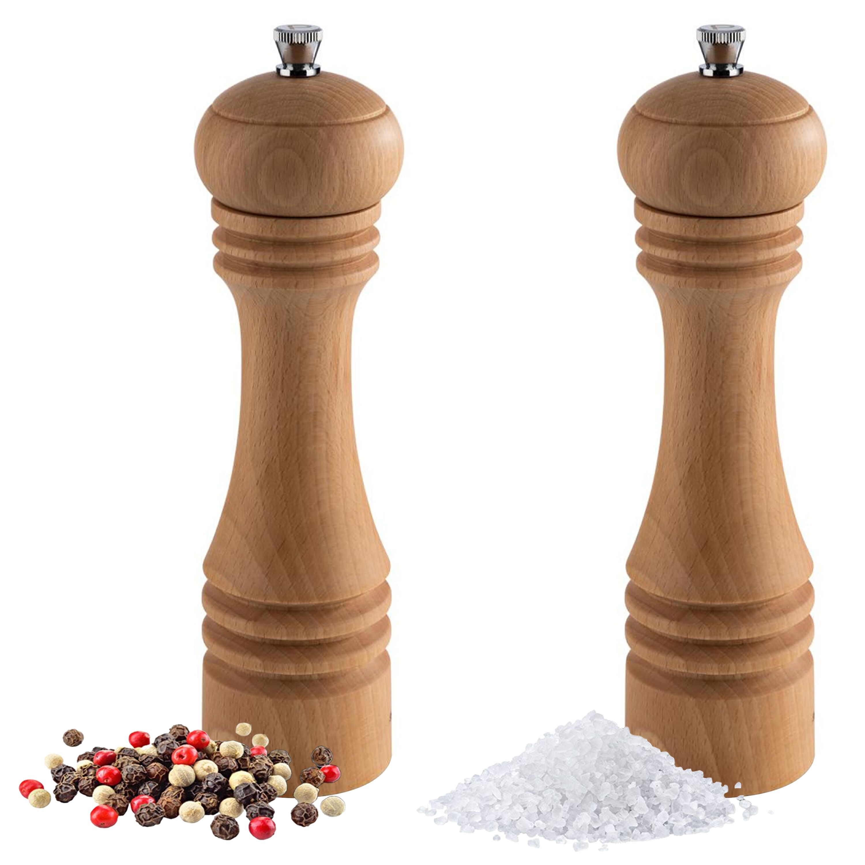 (6 pièces) Moulins à sel et à poivre – ETERNAL – Bois – Hauteur : 230 mm – Beige