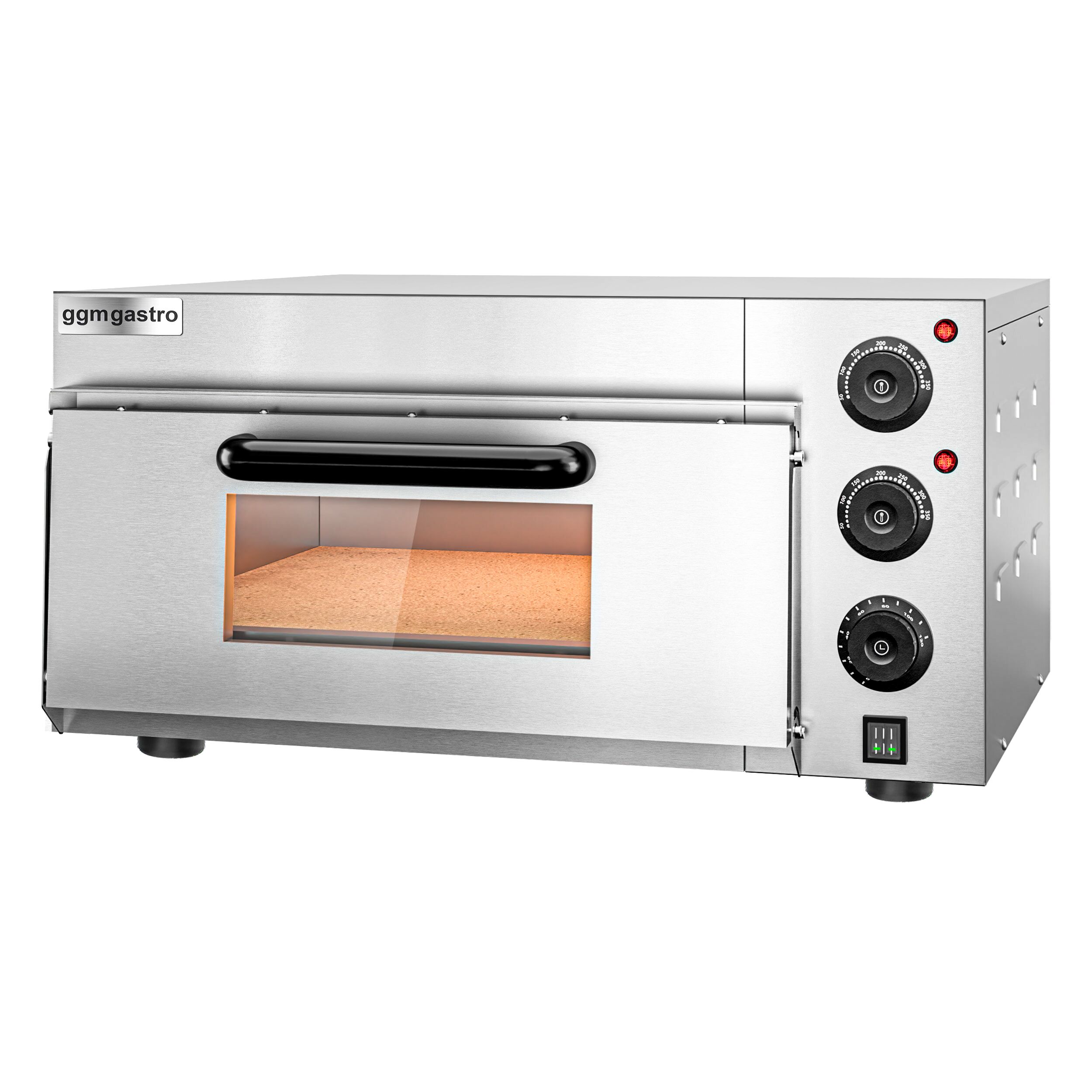 Electric Deck Pizza Oven - Single Deck - Refractory Stone Deck - 4 x Ø 20cm (8") - 230V Single Phase - Mechanical Controls - up to 350°C