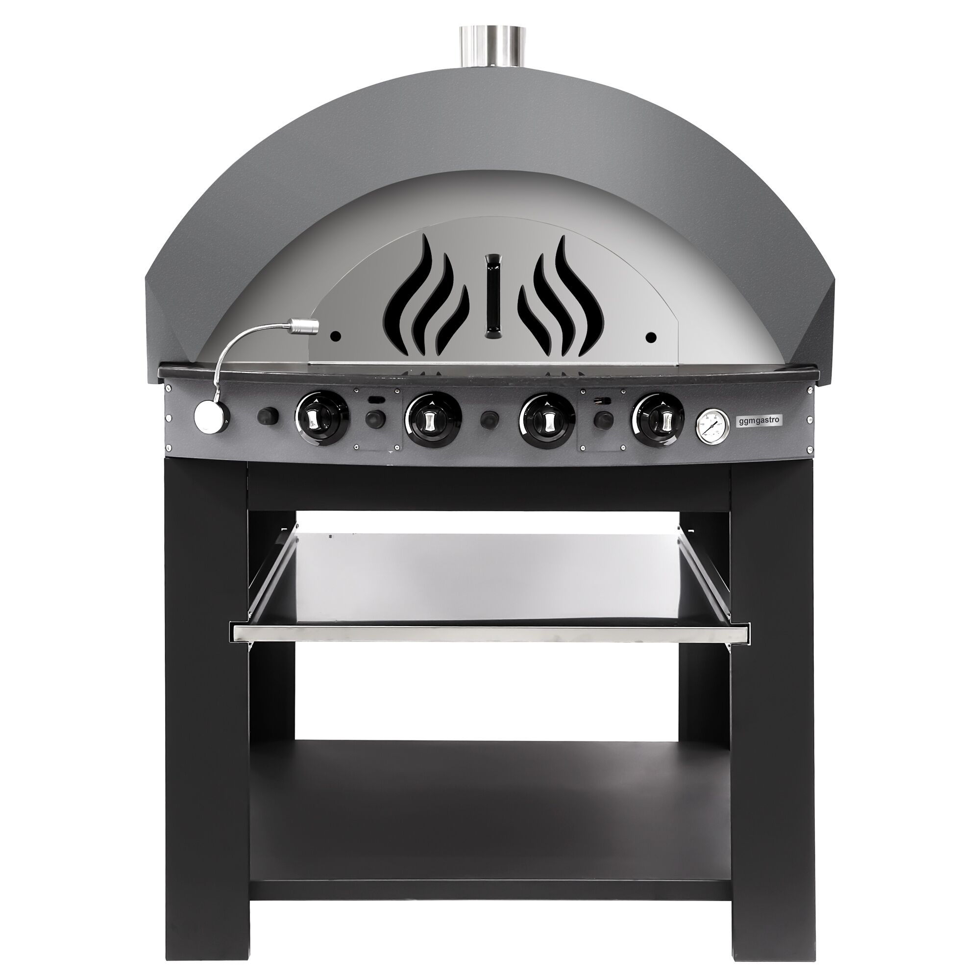 Four à pizza à gaz - 11 x 25 cm - Manuel - Anthracite - avec soubassement inclus