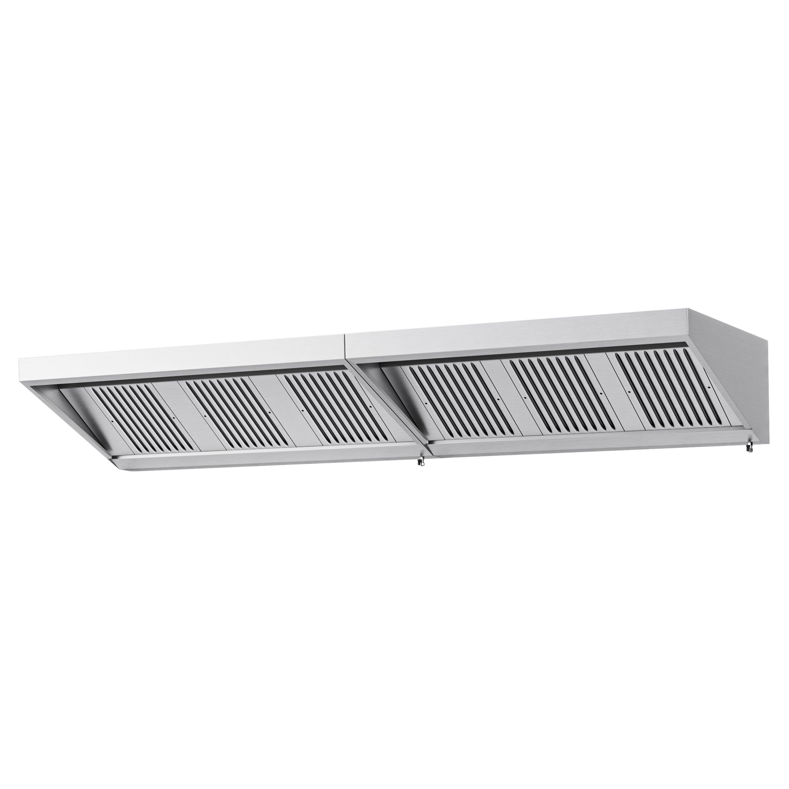 Commercial Wall-Mounted Extraction Canopy - 3400mm - with Baffle Filters & LED Lighting