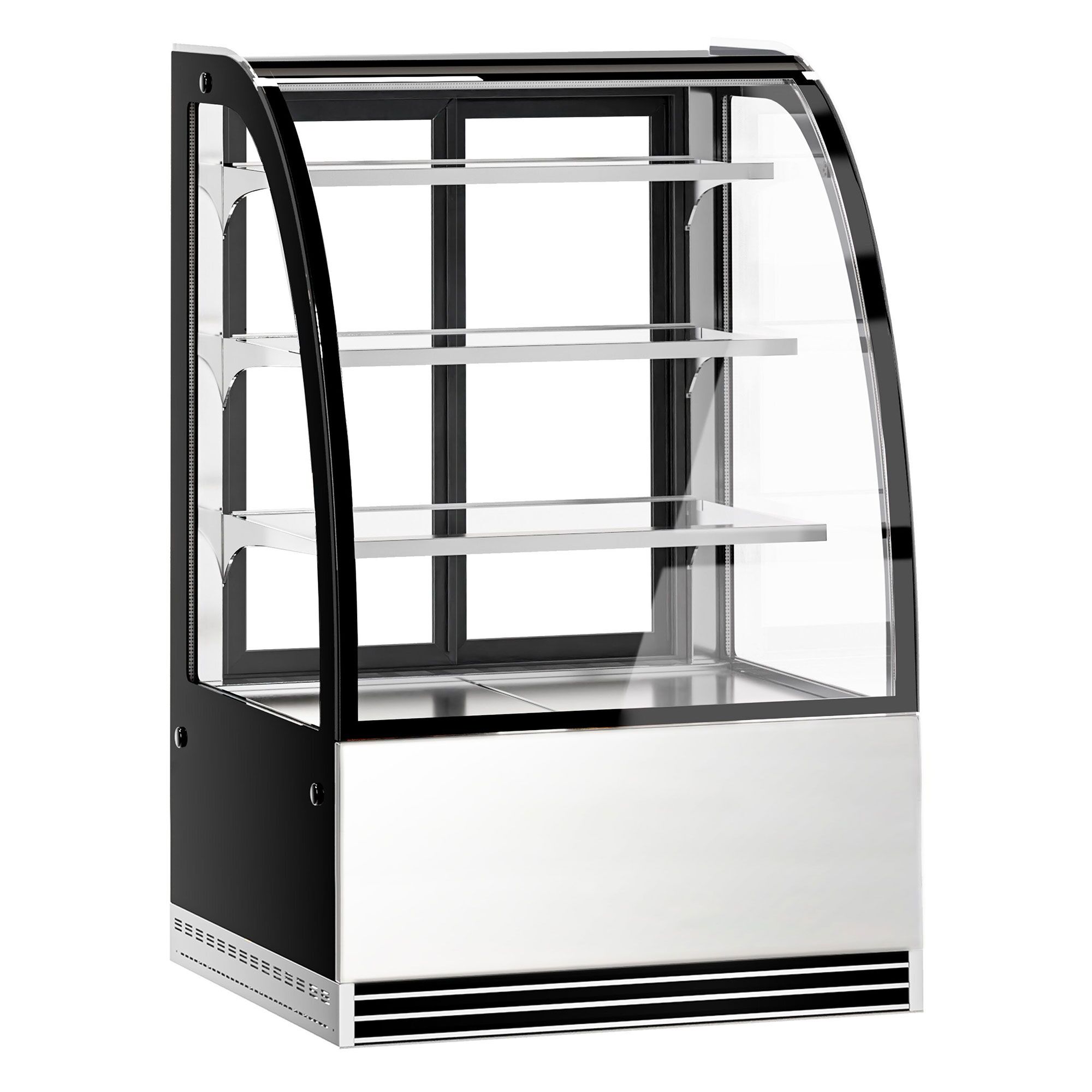 Vitrine de comptoir réfrigérée - 304L - 900mm - Double vitrage - avec 3 étagères en verre - portes coulissantes vitrées arrière