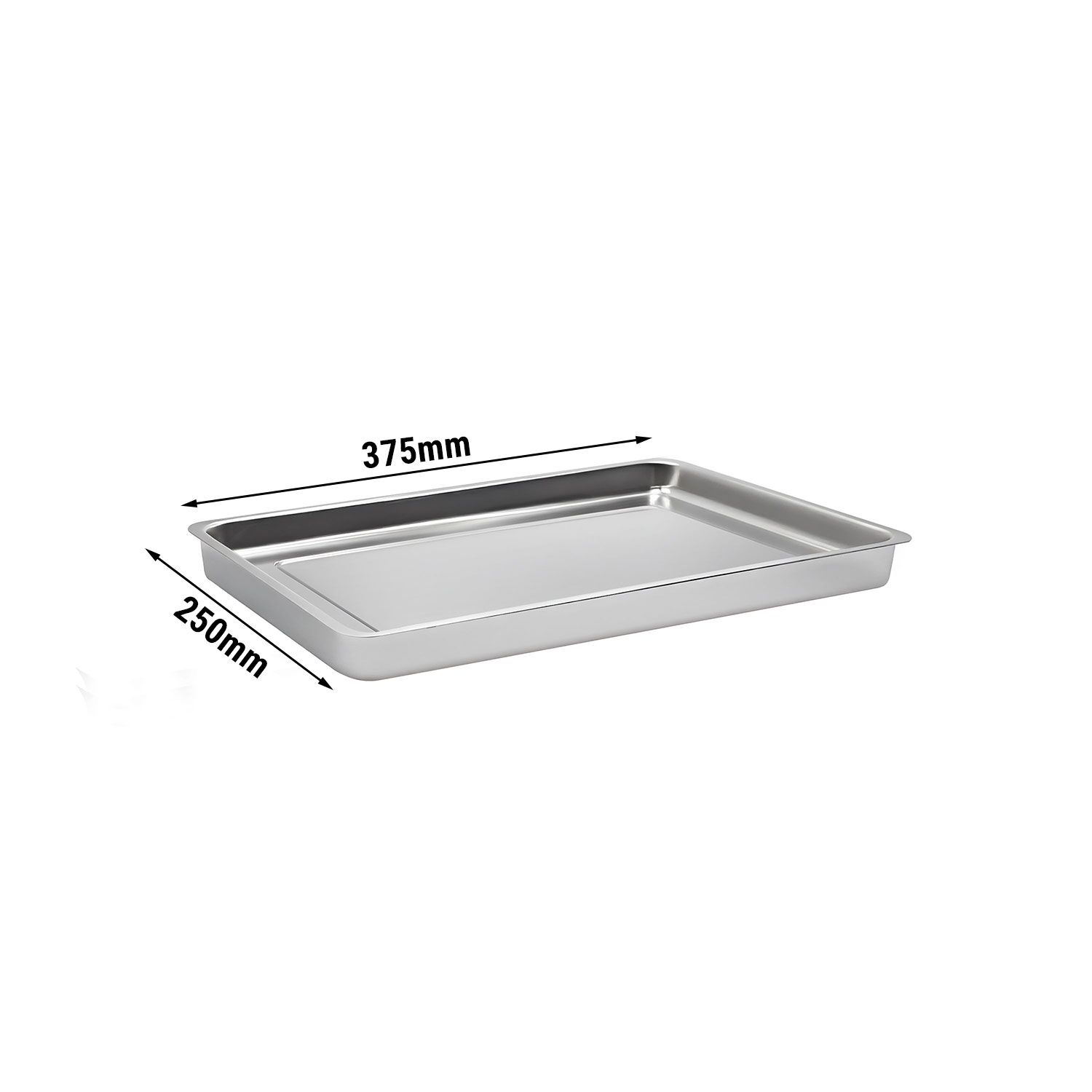 Plateau de service avec rebord - Acier inoxydable - avec rebord - rectangulaire - 393x268x70mm - Hauteur : 70mm