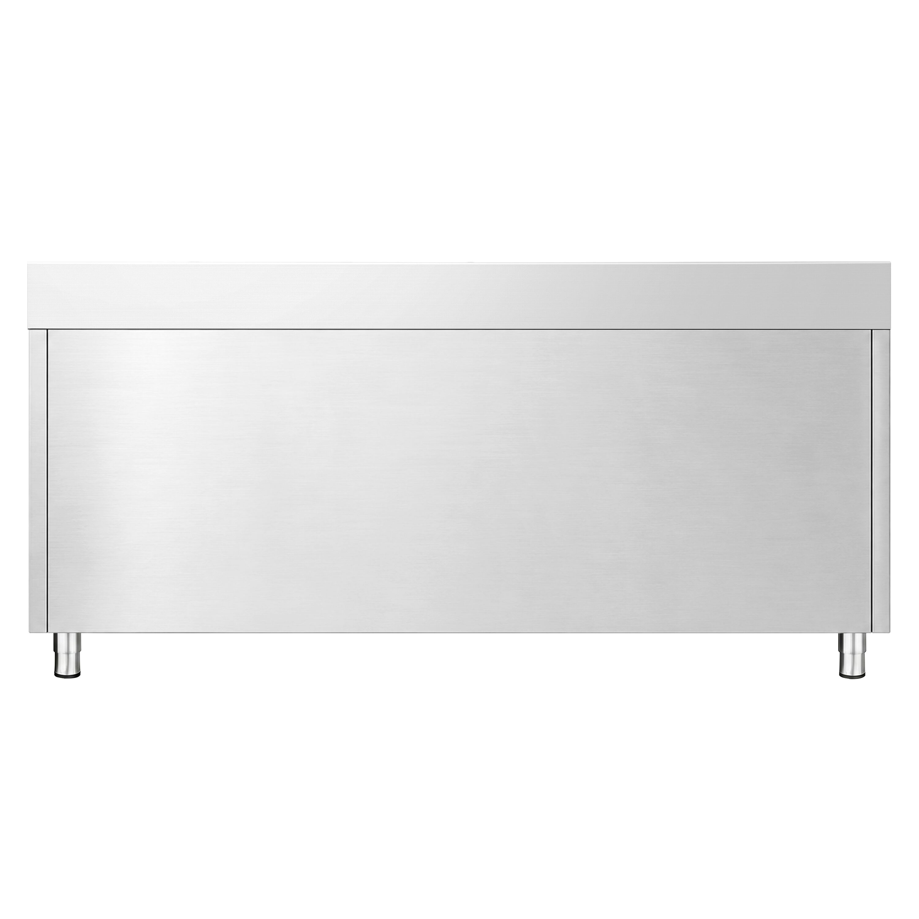 Armoire de travail en acier inoxydable PREMIUM - 2000 x 600 mm - avec rebord - avec 4 tiroirs et une porte coulissante