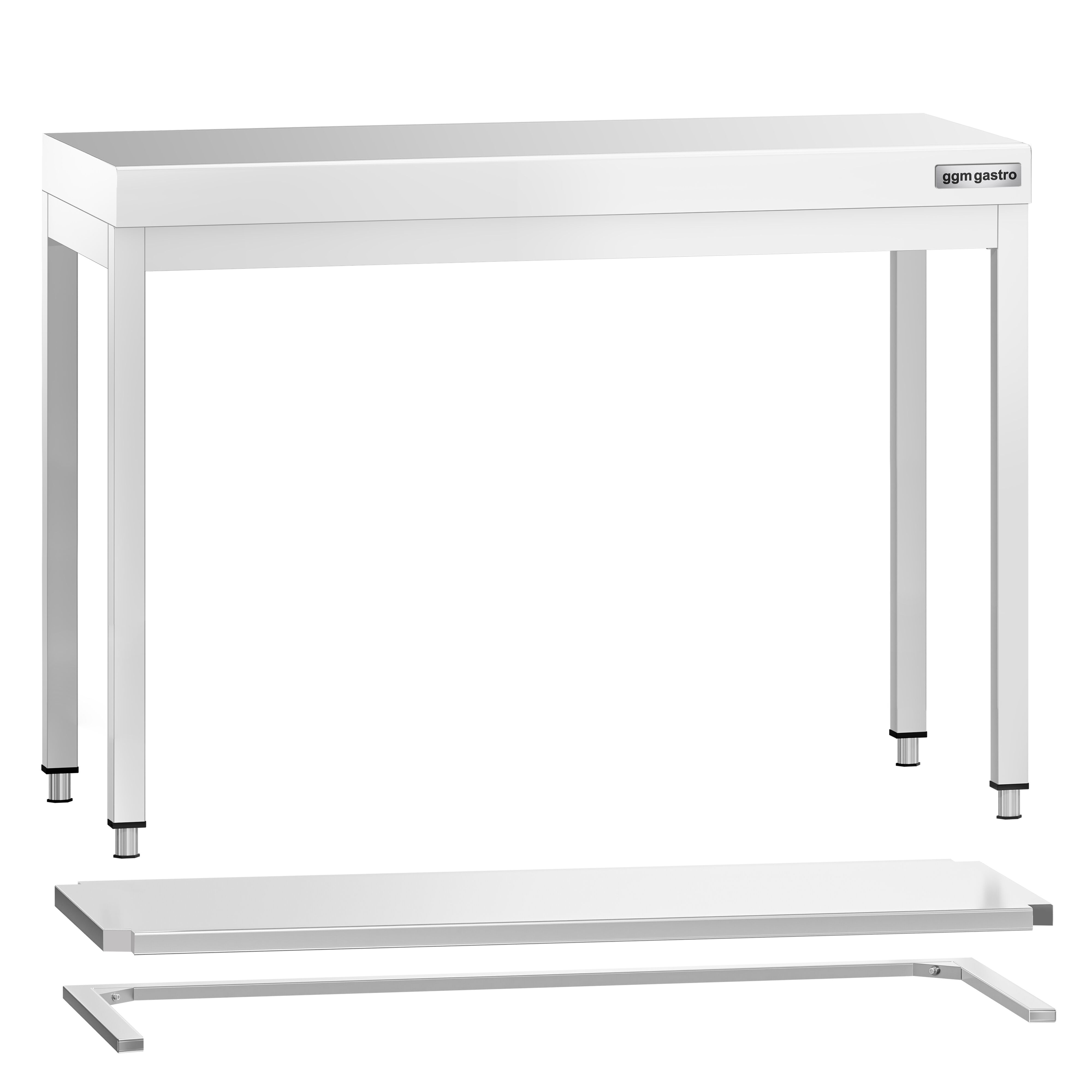 Table de travail inox PREMIUM - 1000 x 700 mm - avec tablette inférieure & Renforts