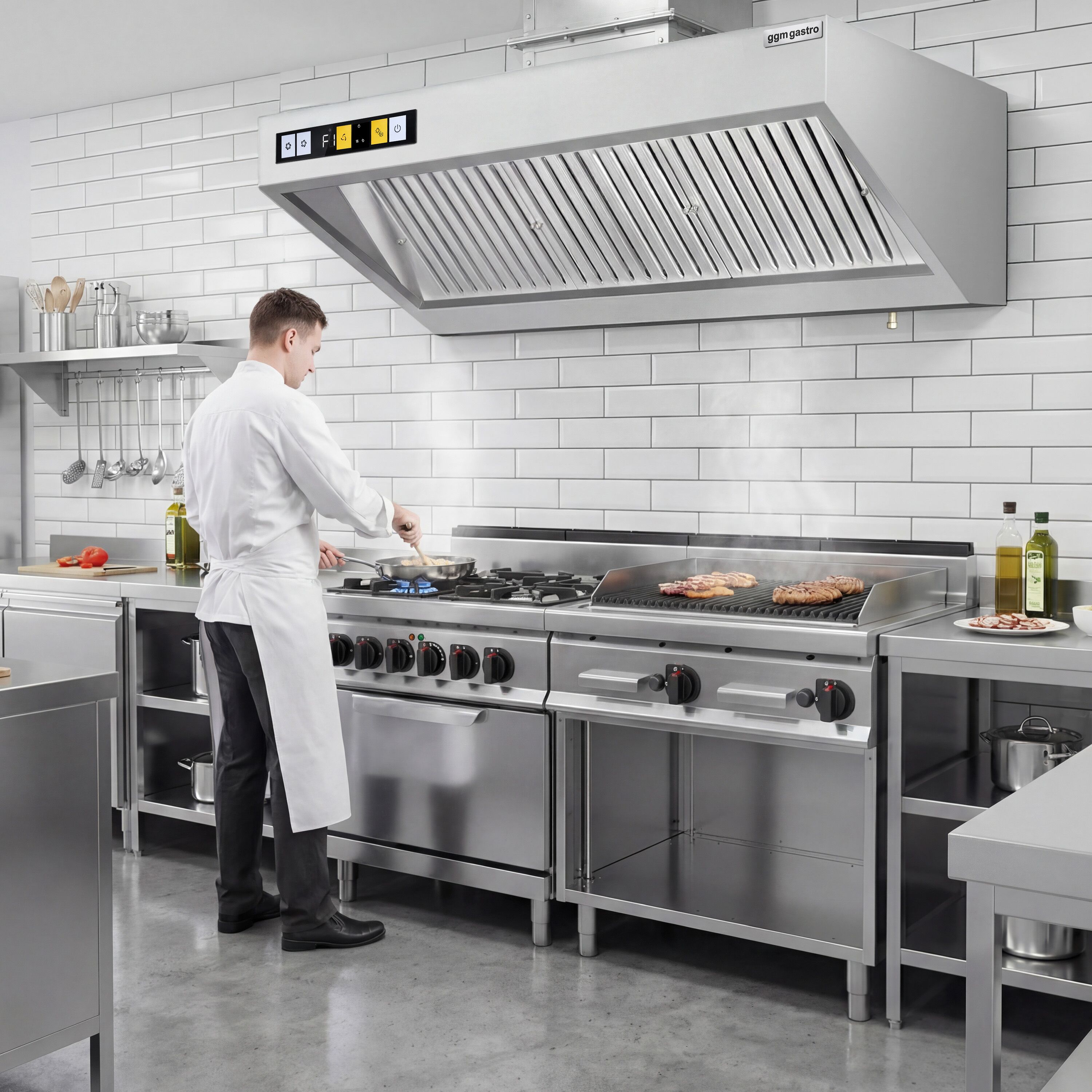Hotte murale avec moteur – 1600 mm – régulateur, filtre et lampe