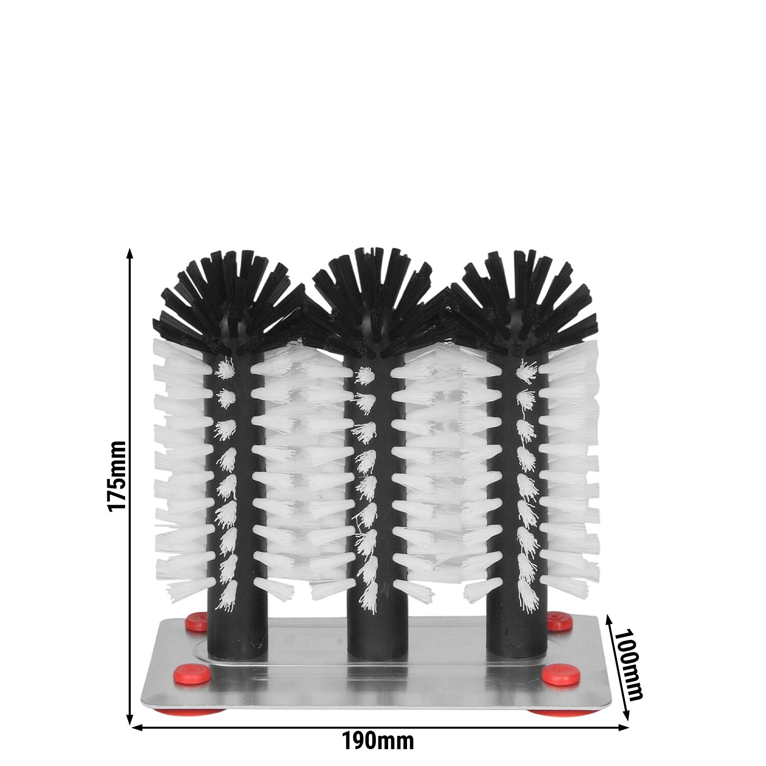 (2 pièces) FUCHS | DELFIN® Brosse à vaisselle en verre - 3x180mm - avec plaque de base en métal - 1-2-3