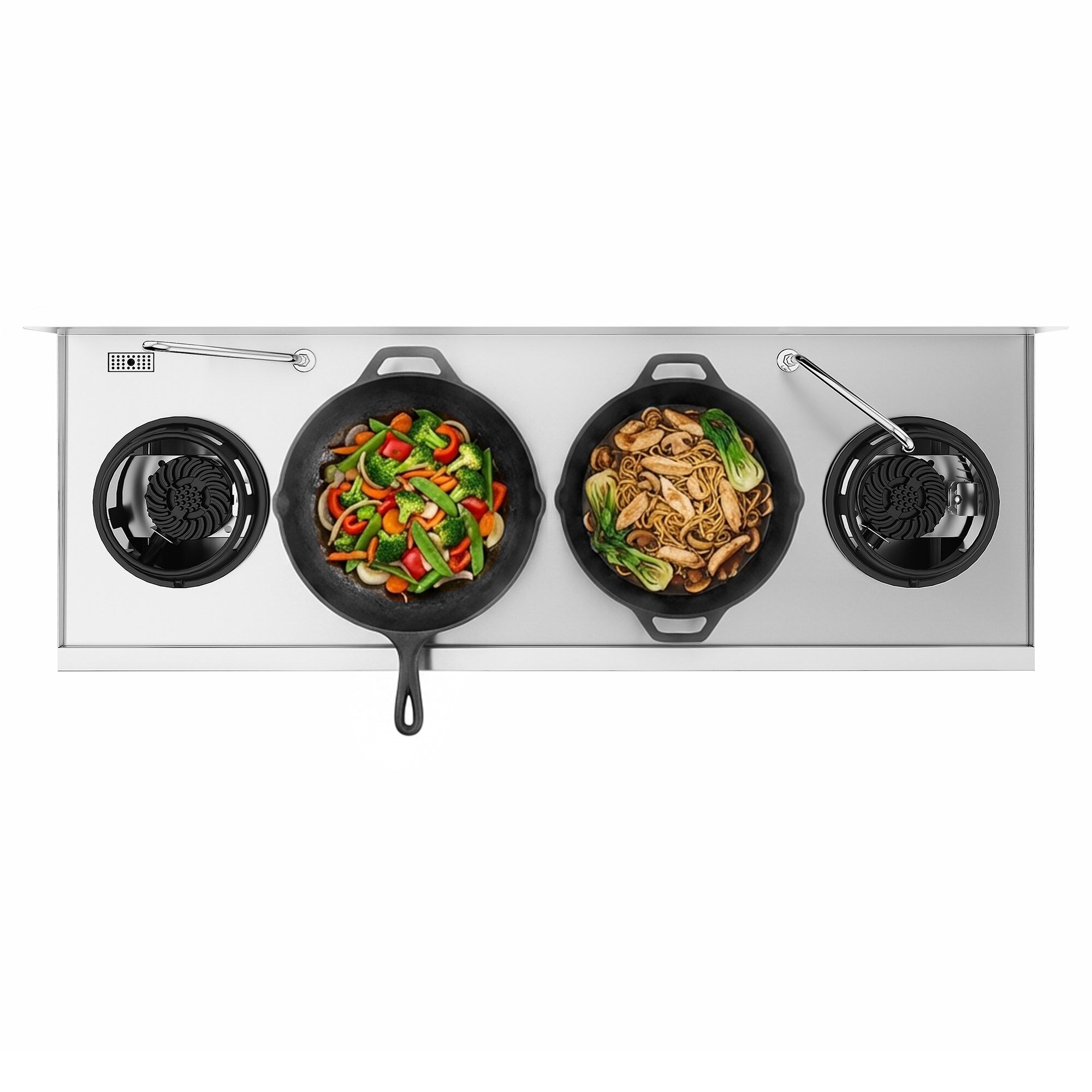 Cuisinière Wok à Gaz - 60 kW - 4 Brûleurs - incl. 2 Robinets