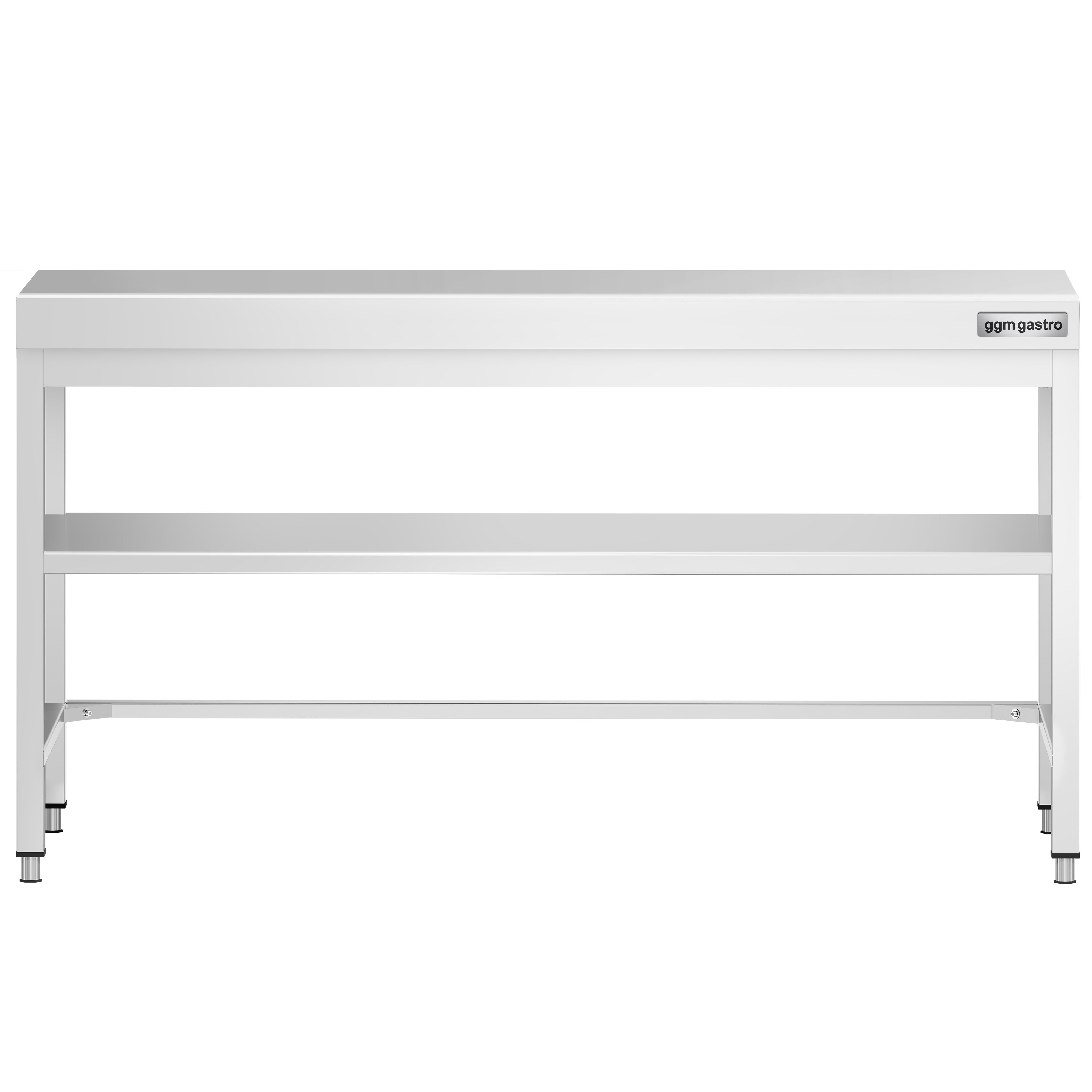Table de travail en inox PREMIUM – 2000x800 mm – avec tablette inférieure et renforts