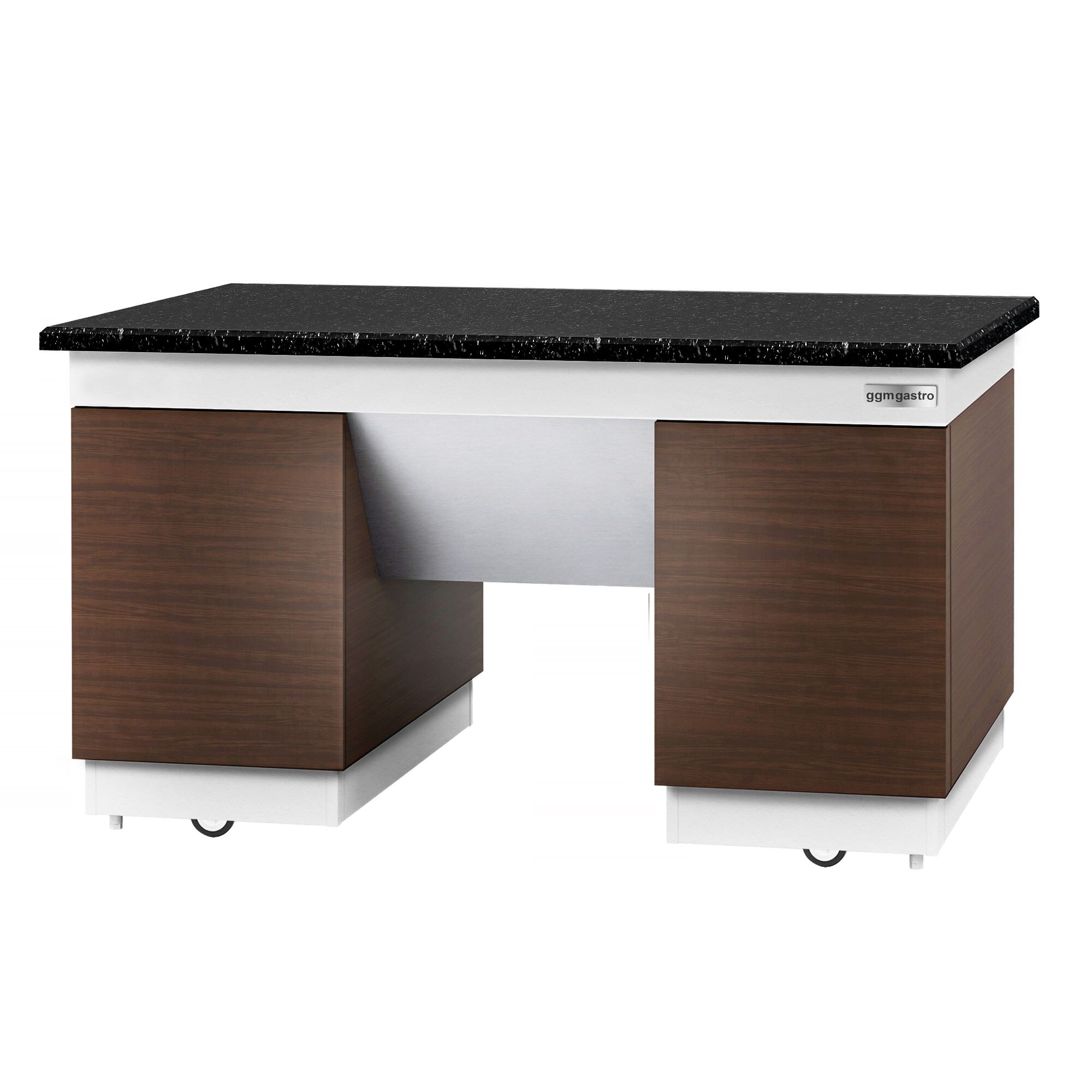 Neutraal element DUBLIN - 1600x800x(H)900mm - granieten werkblad | mobiel | met 4 deuren | met wielstel | soft-close - voor bakwand - incl. 4 wielstellen