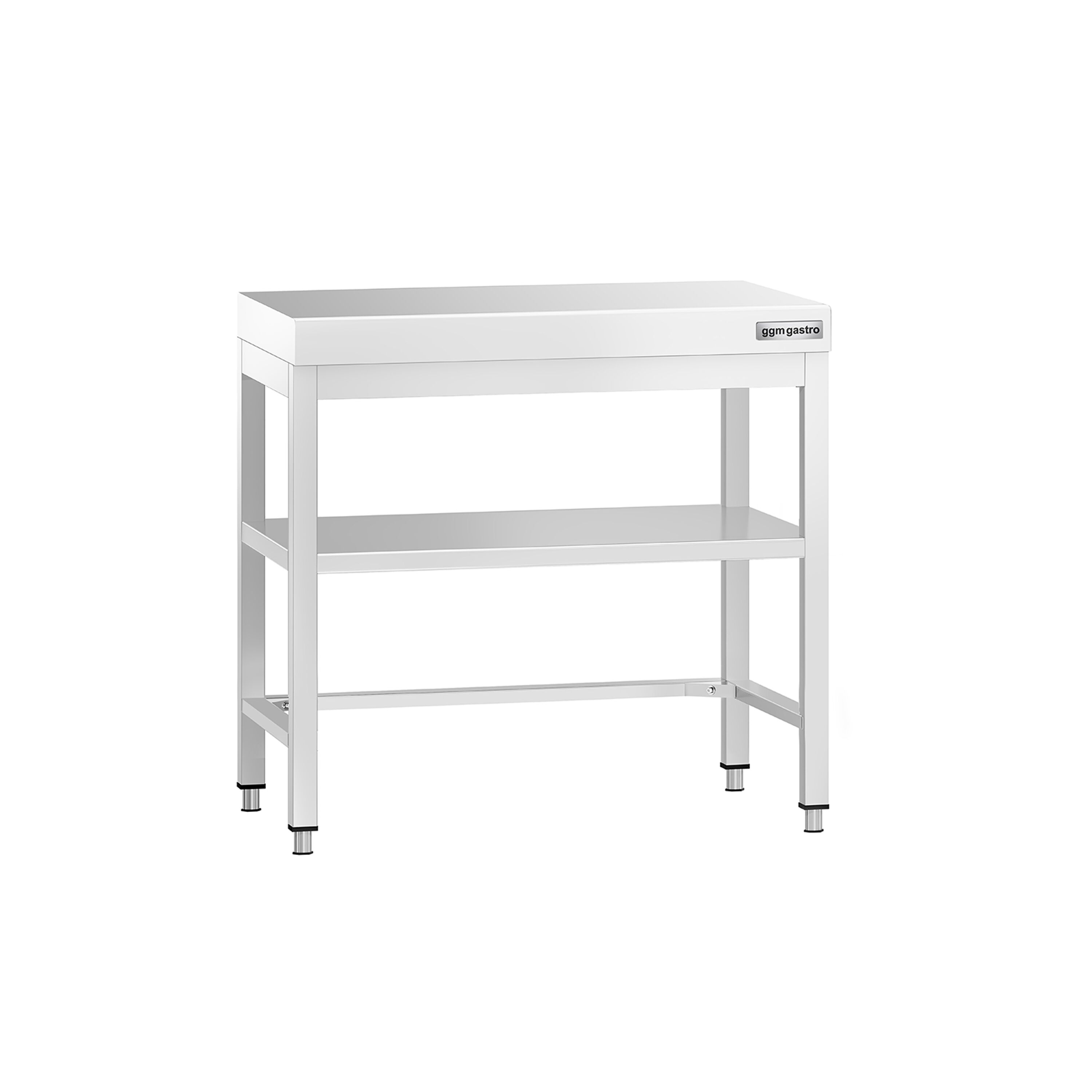 Table de travail en inox PREMIUM – 700x700 mm – avec tablette inférieure et renforts