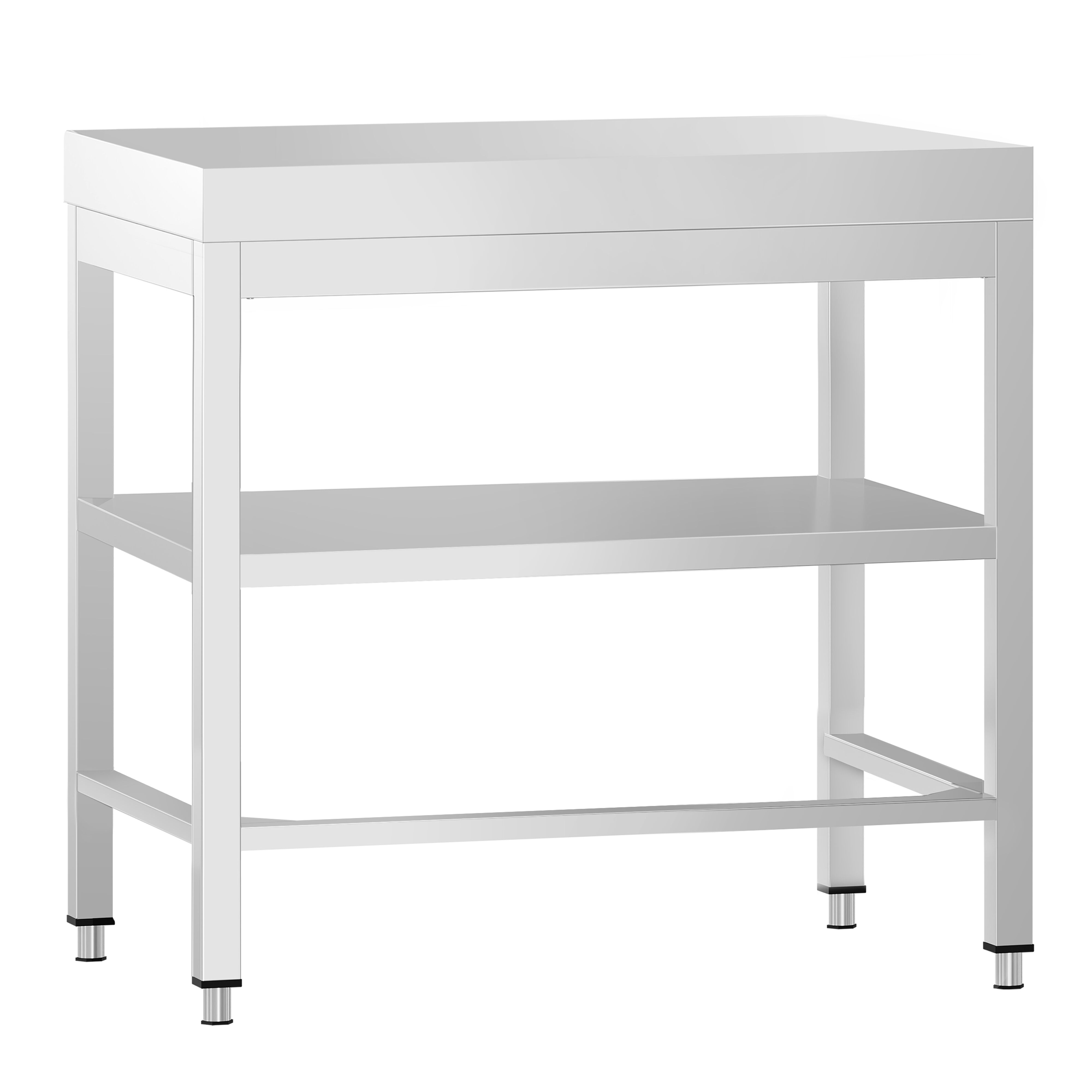 Table de travail en inox PREMIUM – 600x600 mm – avec tablette inférieure et renforts