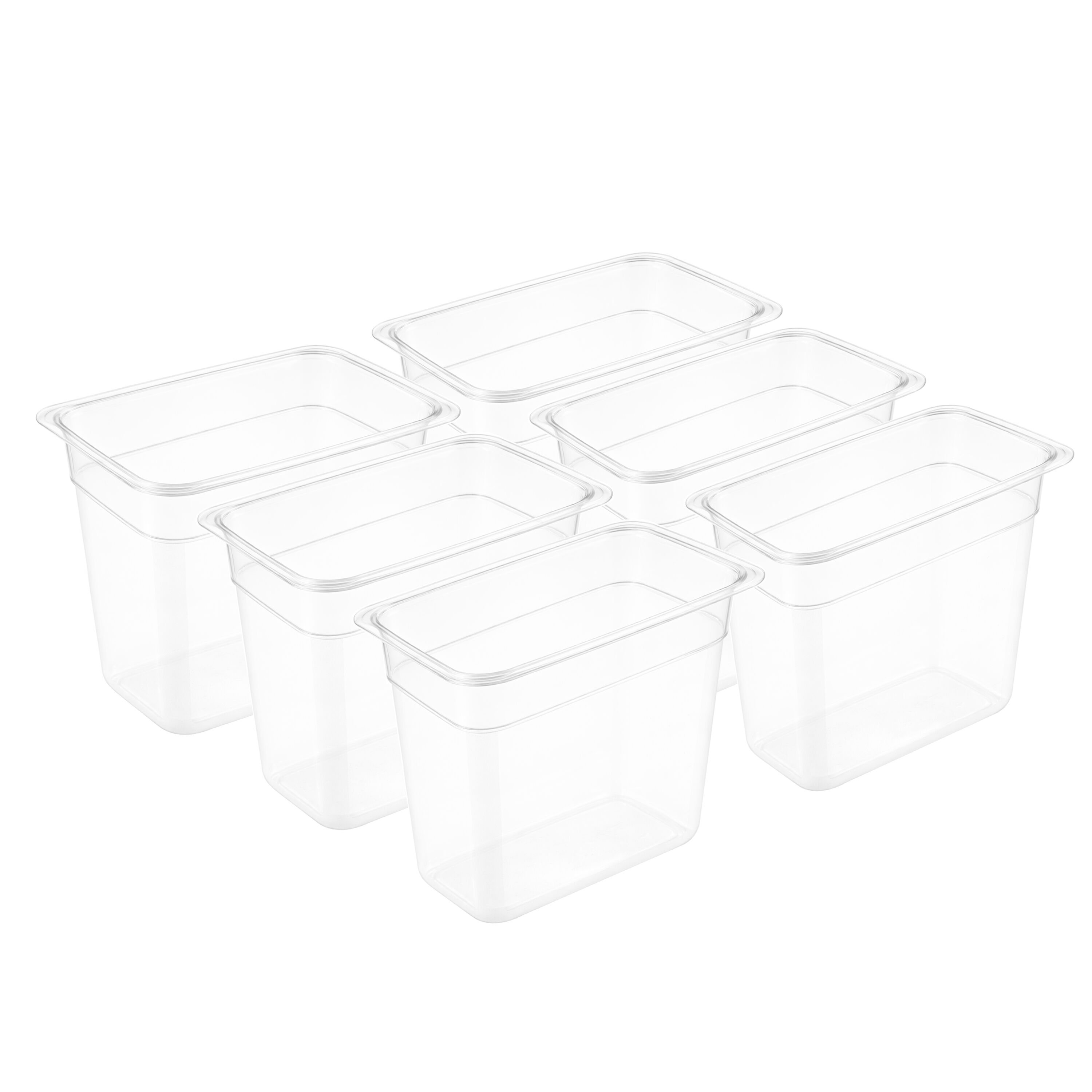 (6 pièces) Bac en Polypropylène - GN 1/9 - Translucide - 1,27 L - Hauteur : 150 mm