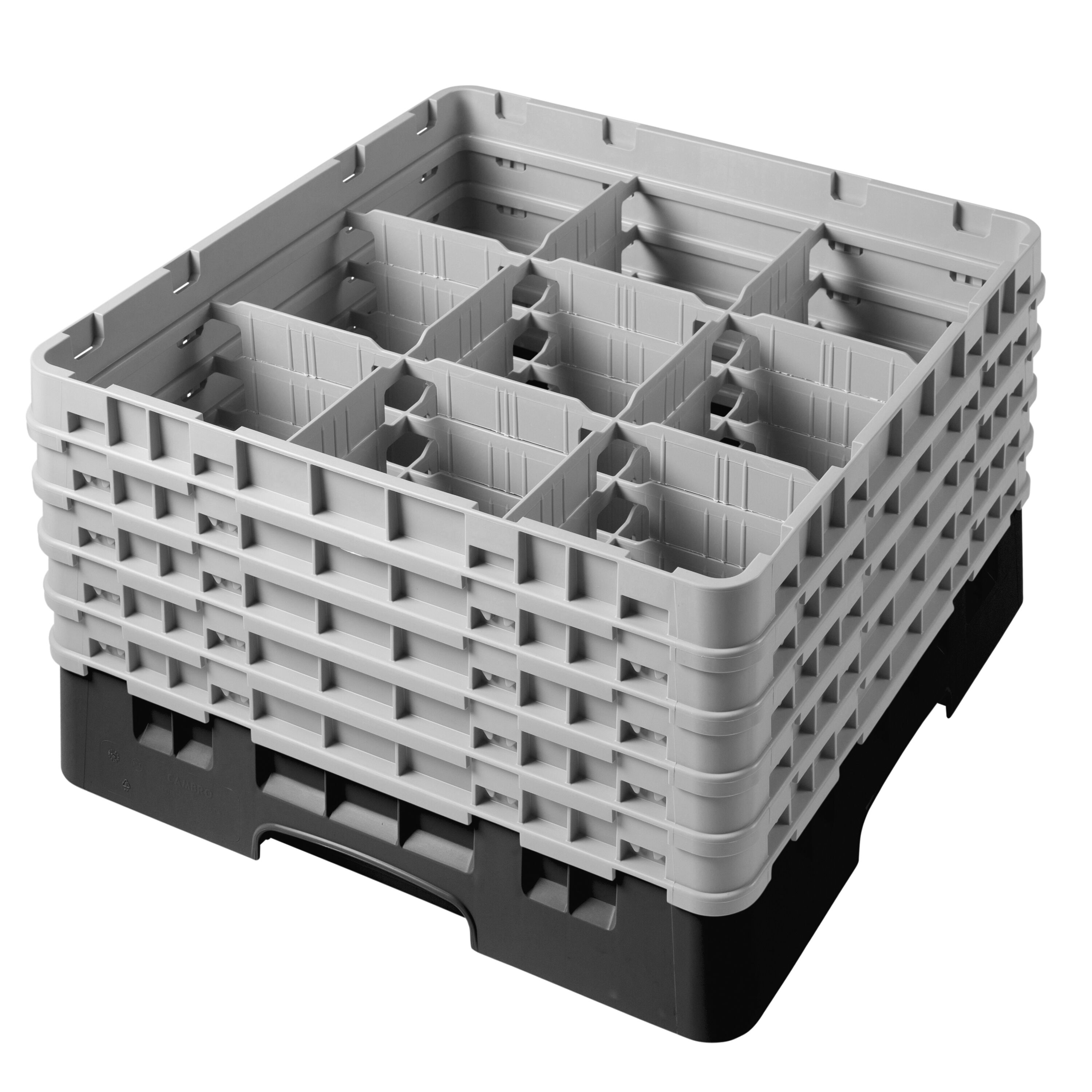 CAMBRO | CAMRACK® Glasswasher Rack – 9-Compartment, 1 Extender – 500×500×308 mm – Black