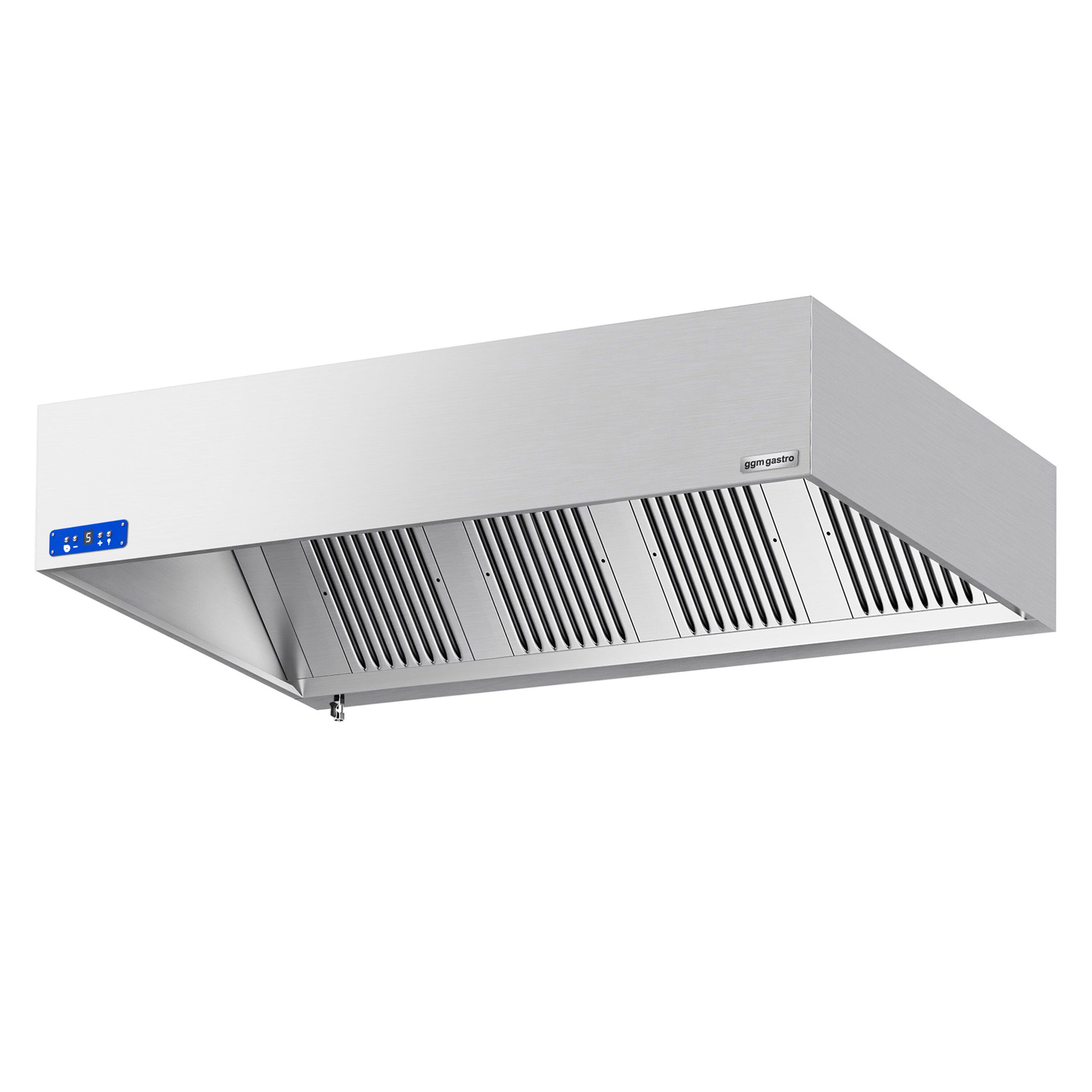 Commercial Wall-Mounted Extractor Hood  with Motor - 2200mm - with Speed Controller, Baffle Filters & Lighting