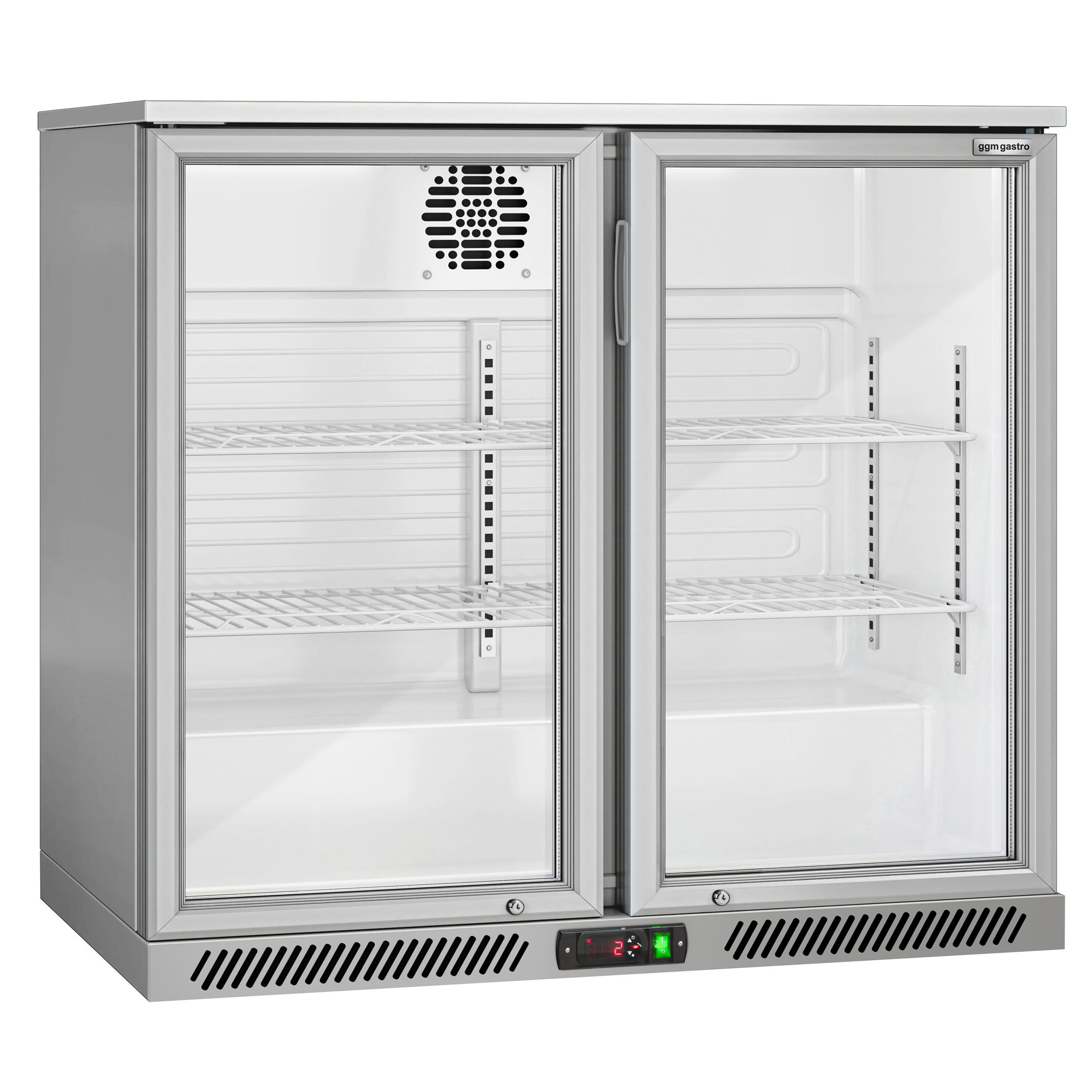Réfrigérateur de bar – 900 mm – 220 litres – avec 2 portes vitrées battantes – Gris