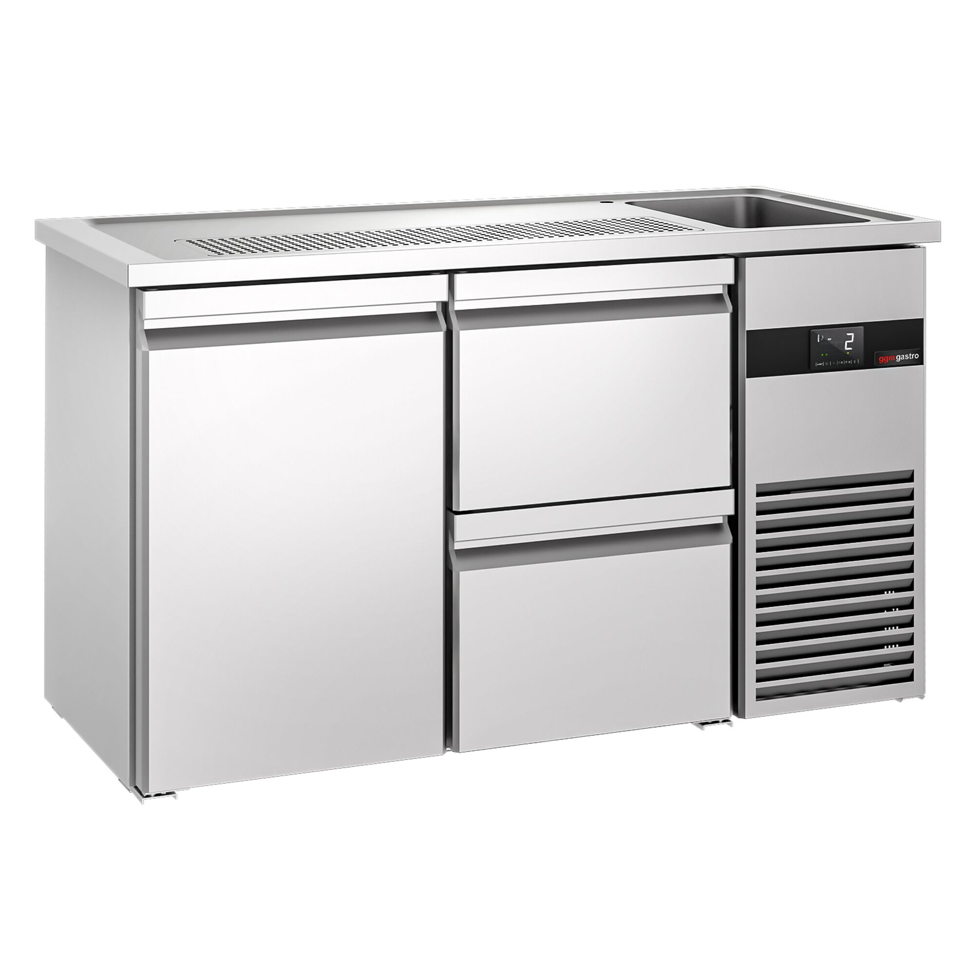 Comptoir de bar réfrigéré PREMIUM - 1550x700 mm - 1 porte et 2 tiroirs