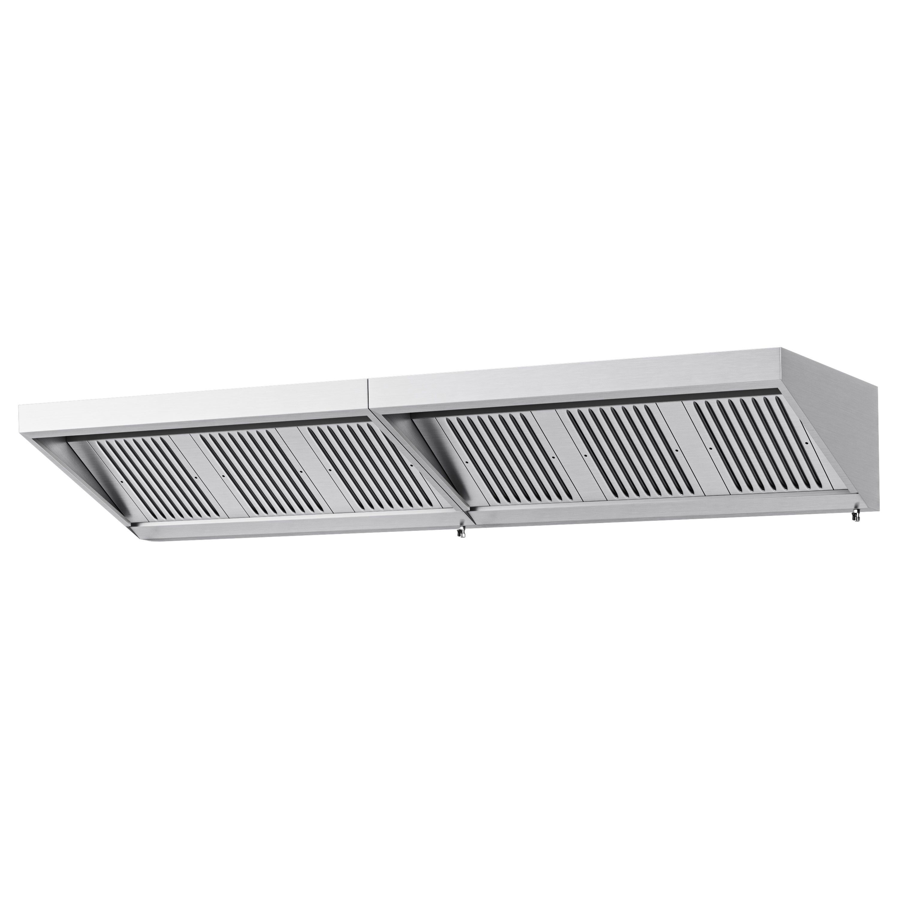 Commercial Wall-Mounted Extraction Canopy - 3200mm - with Baffle Filters & LED Lighting