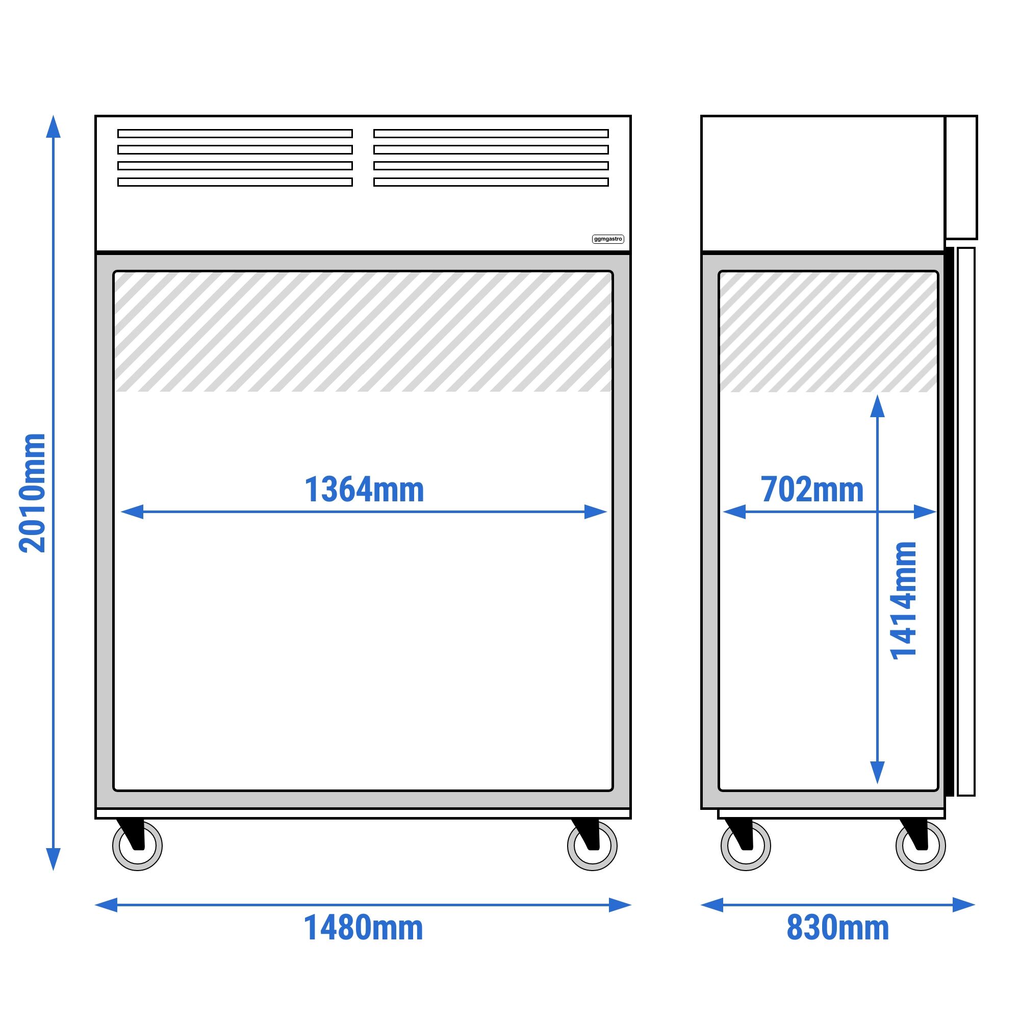 Armoire réfrigérée positive en acier inoxydable ECO – GN 2/1 – 1400 litres – avec 2 portes