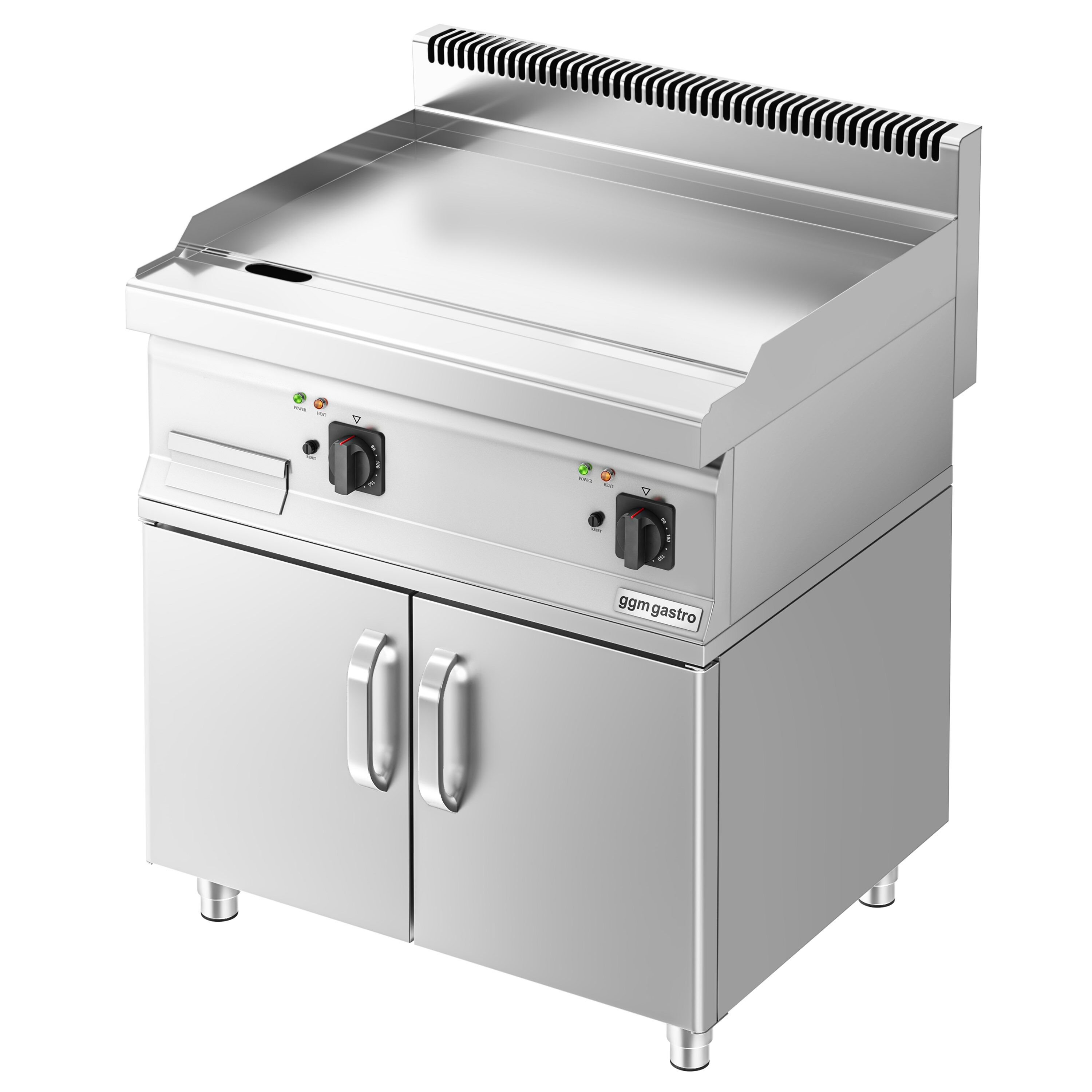 Plancha électrique - plaque acier - 2 zones - 7,1 kW - Lisse - Surface de cuisson : 795x535mm - incl. soubassement avec 2 portes