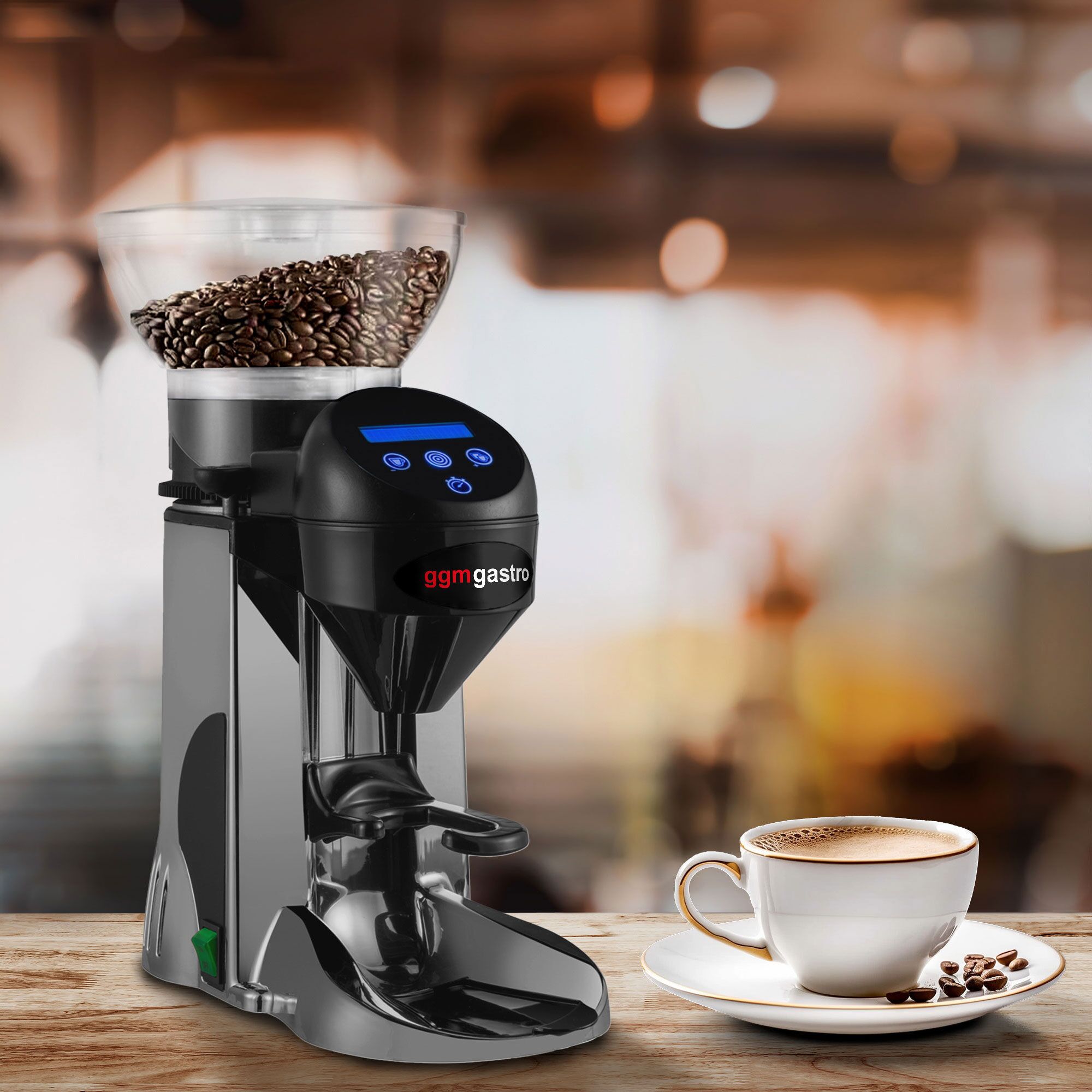 Commercial Coffee Grinder - 1kg - 77dB - with Dispenser (Doser) - Silver