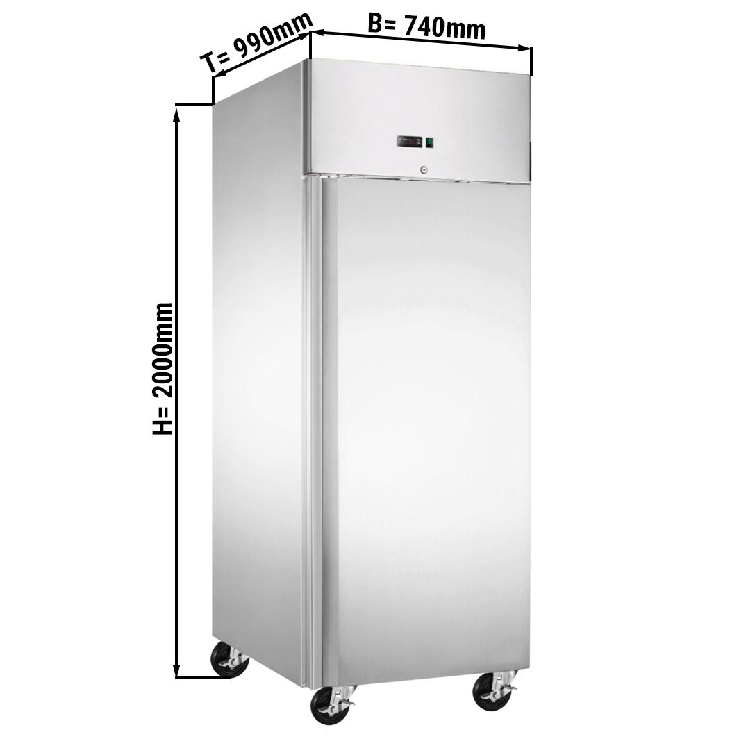 Congélateur de boulangerie inox ECO – EN 600x800 – 600 litres – avec 1 porte, rails et grilles