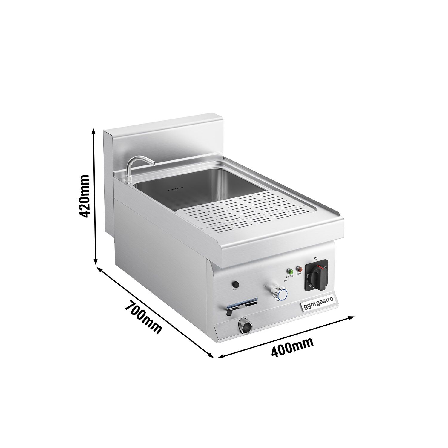Cuiseur à pâtes électrique avec robinet – 26 L – 6 kW