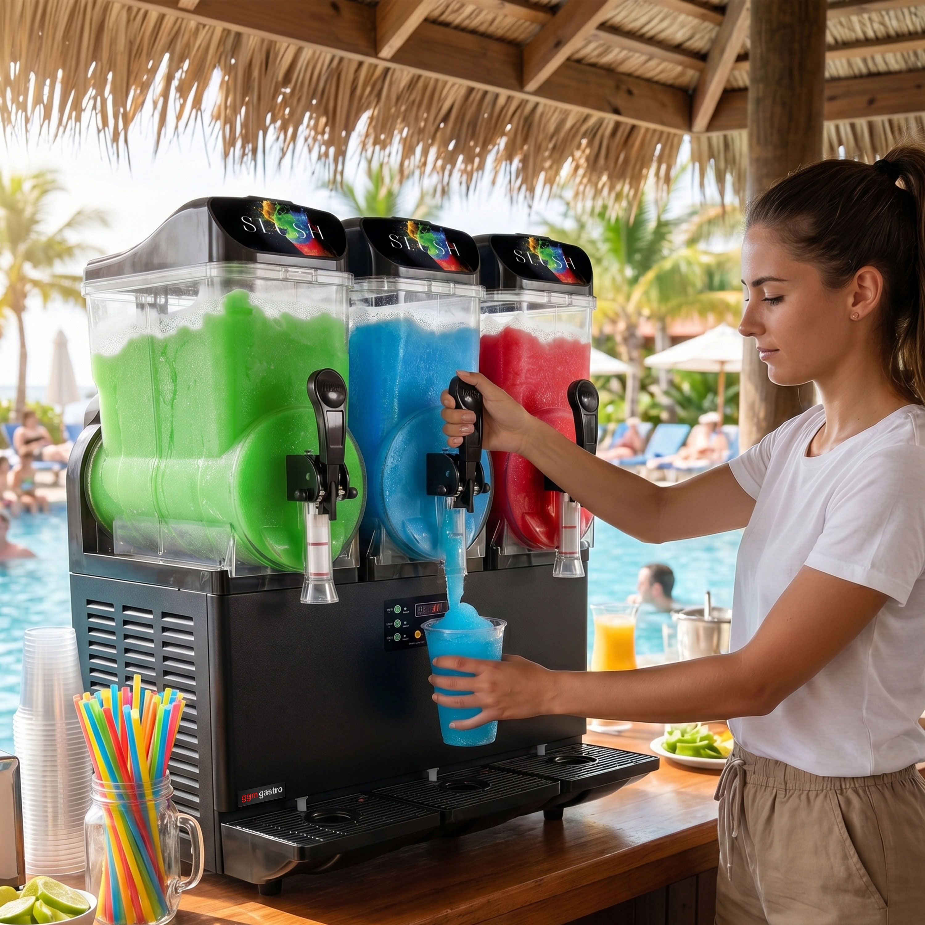 Slushmachine - 3 x 12 liter - 1,1 kW - digitaal - zwart