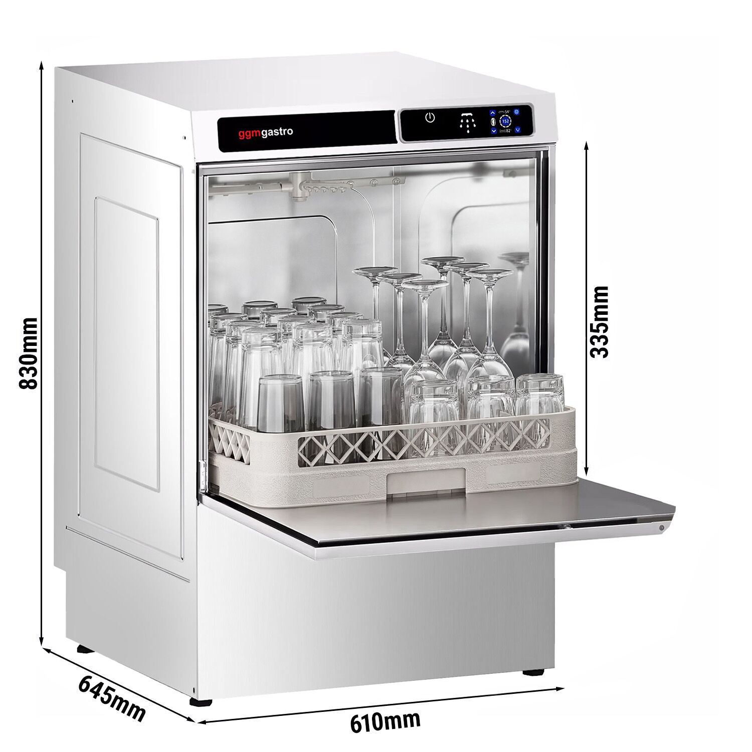 Lave-Vaisselle à Double Paroi - Tactile - 3,6 kW - incl. Détartrant - avec Pompe de Détergent, de Rinçage & de Vidange
