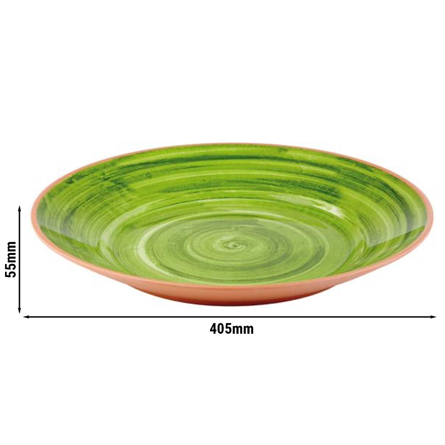 (6 pcs) Plateau de présentation - LA VIDA - Mélamine - Ø405mm - Hauteur:55mm - Vert - empilable, compatible lave-vaisselle
