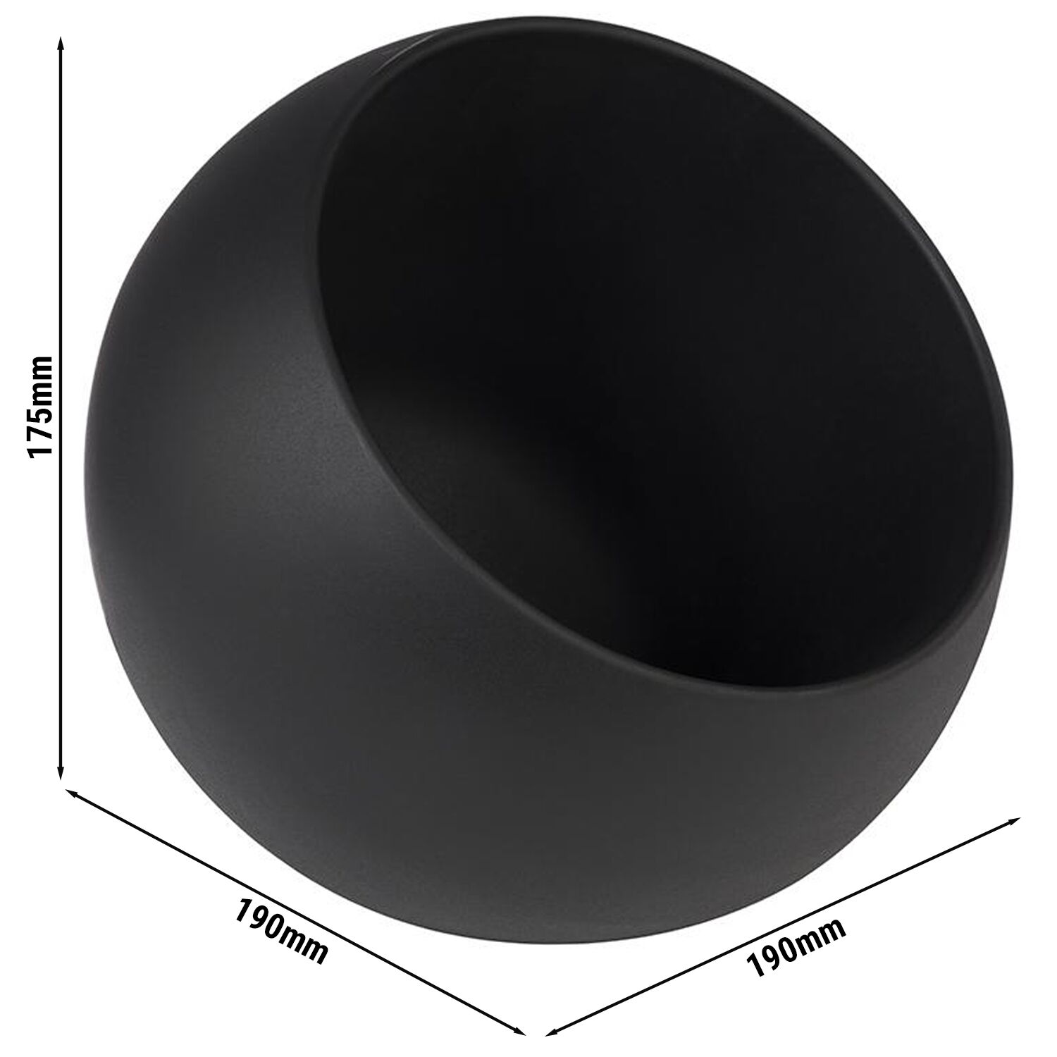 Saladier MOON - Mélamine - 0,8L - carré - 190x190mm - Profondeur : 175mm - Noir