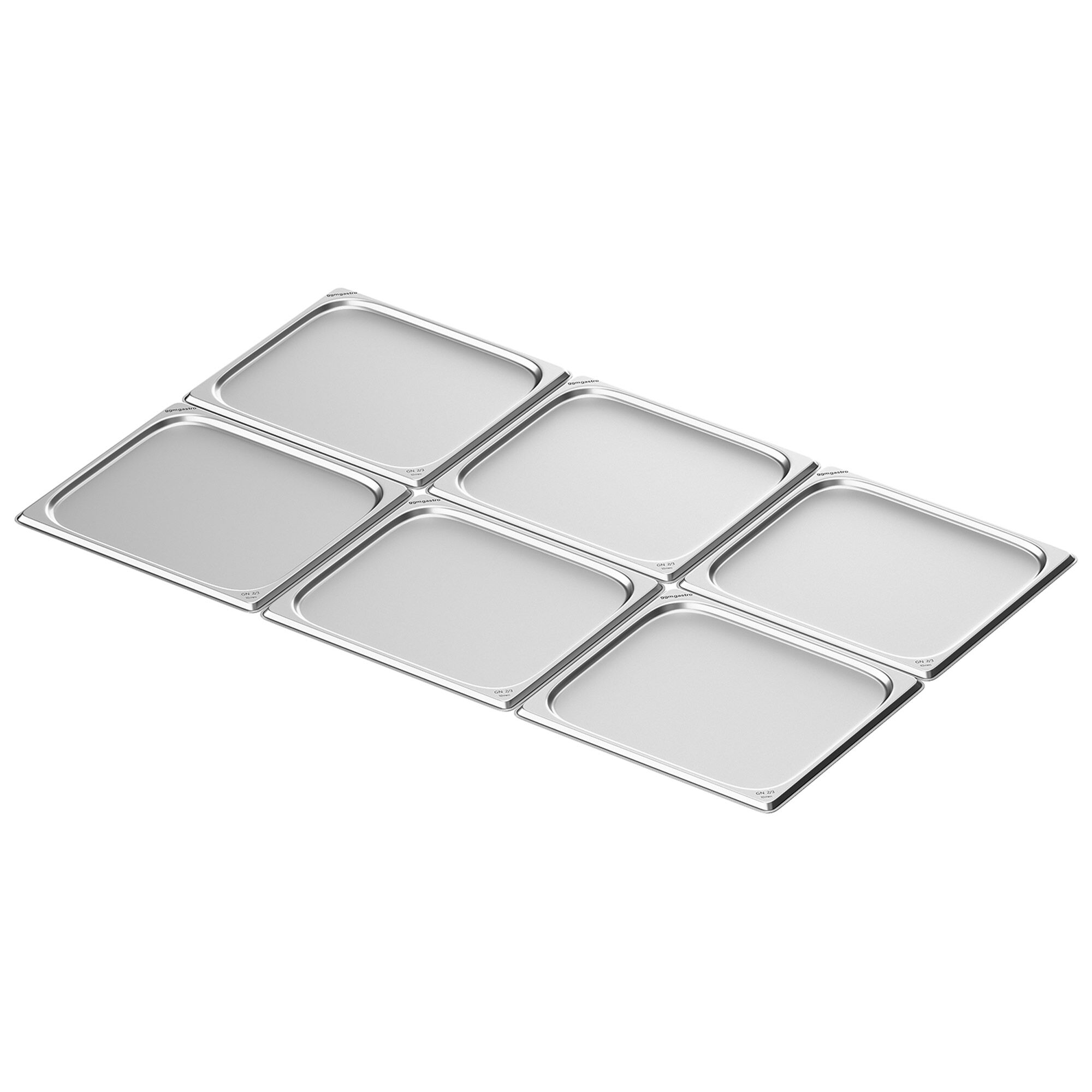 (6 pièces) Plateau en inox GN 2/3 - 10 mm