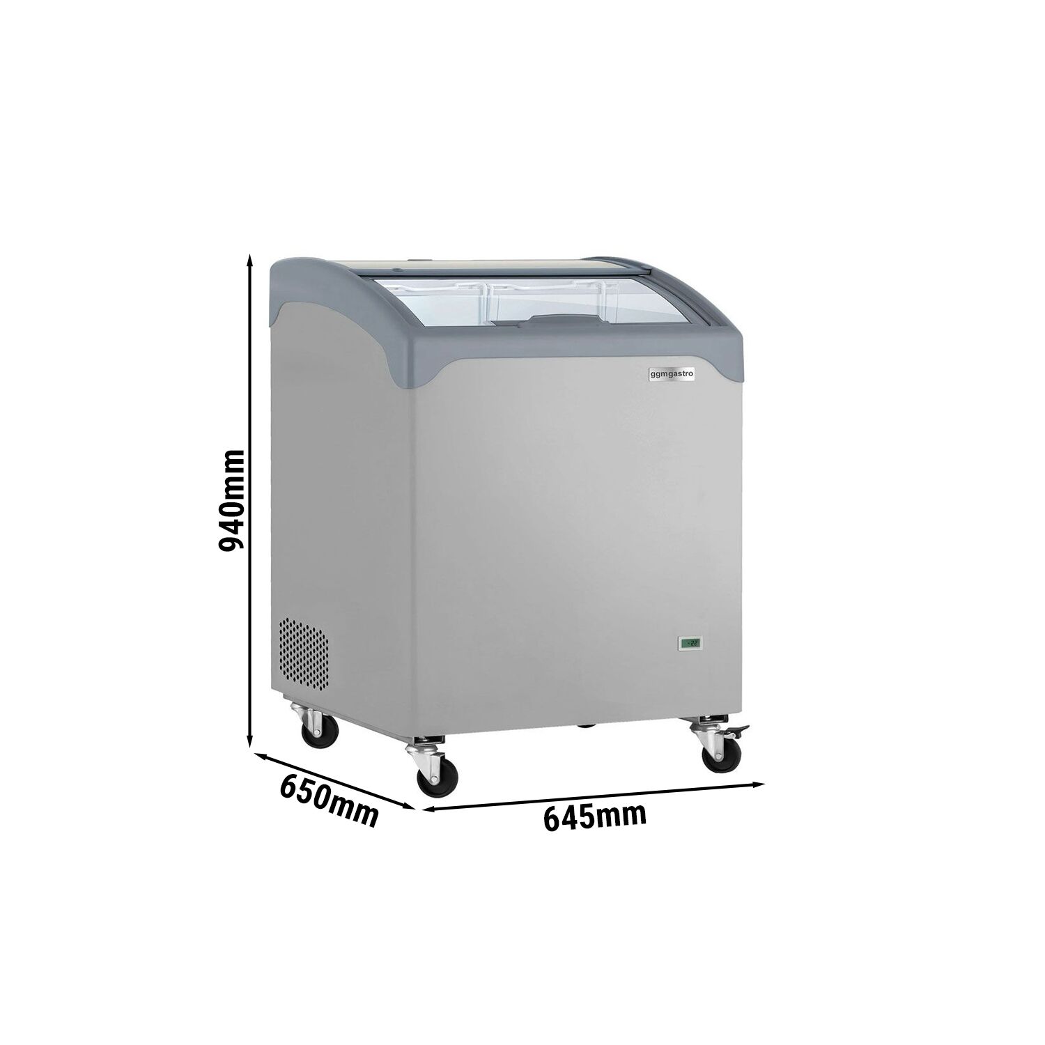 Congélateur coffre - 645 x 650 mm - 117 litres - avec couvercle coulissant en verre