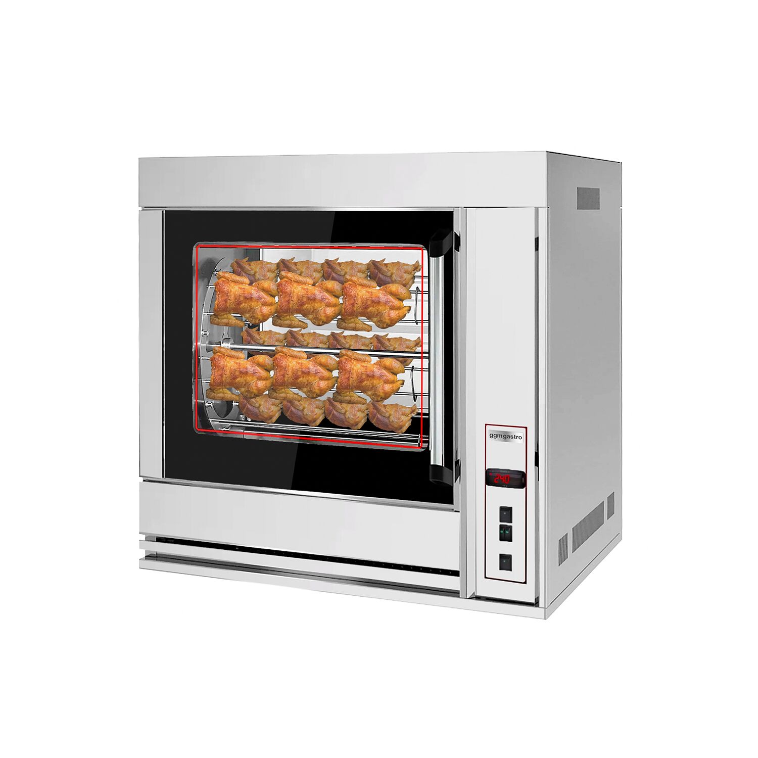 Commercial Electric Chicken Rotisserie Oven - 6.9kW - with 4 Skewers for up to up to 20 chickens