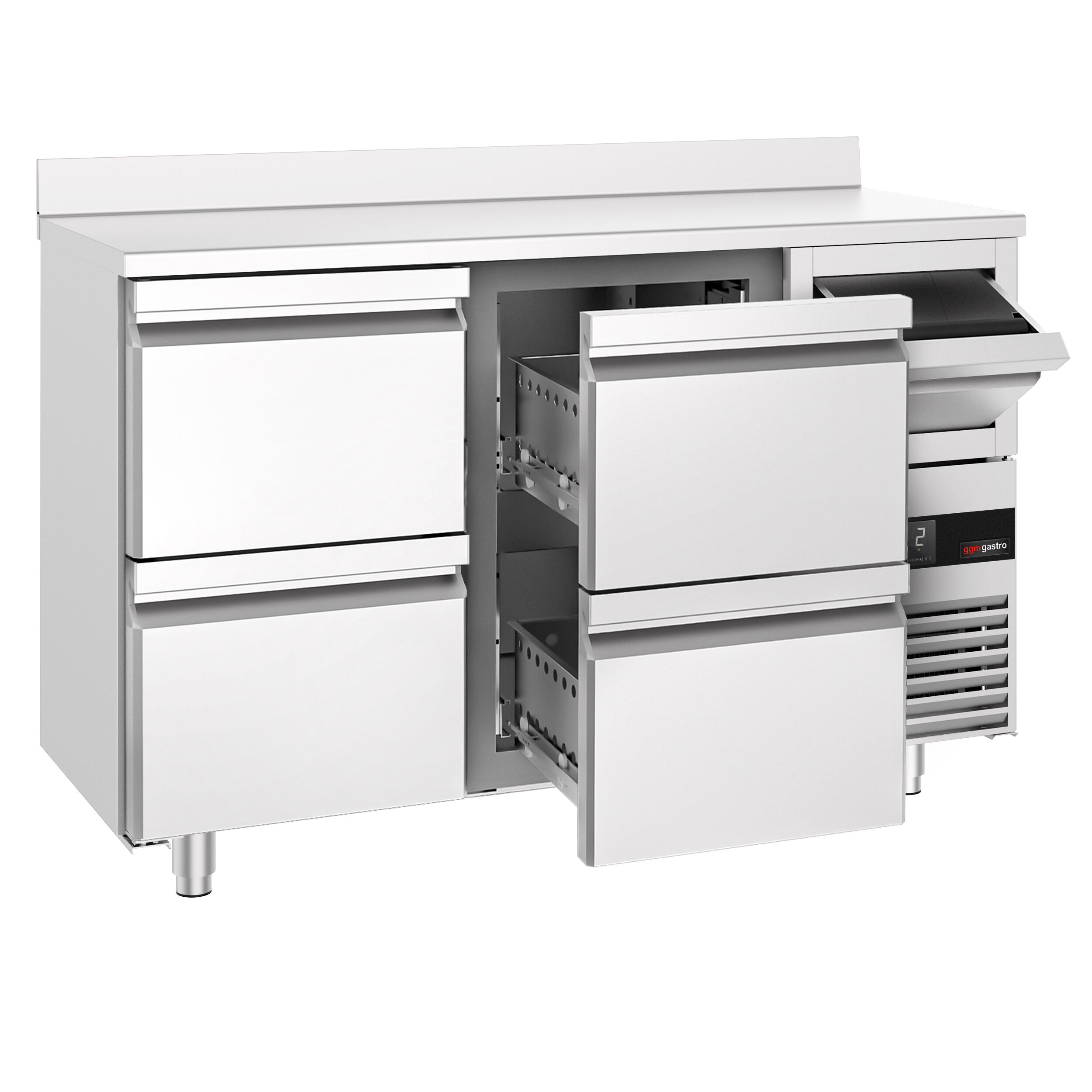 Arrière-bar réfrigéré professionnel  PREMIUM - 1580x600 mm - 4 tiroirs, dosseret & bac à marc pour café