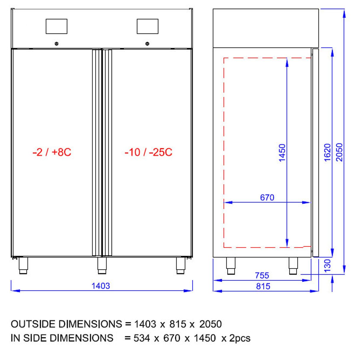 Fridge Freezer Combination PREMIUM - with 2 doors