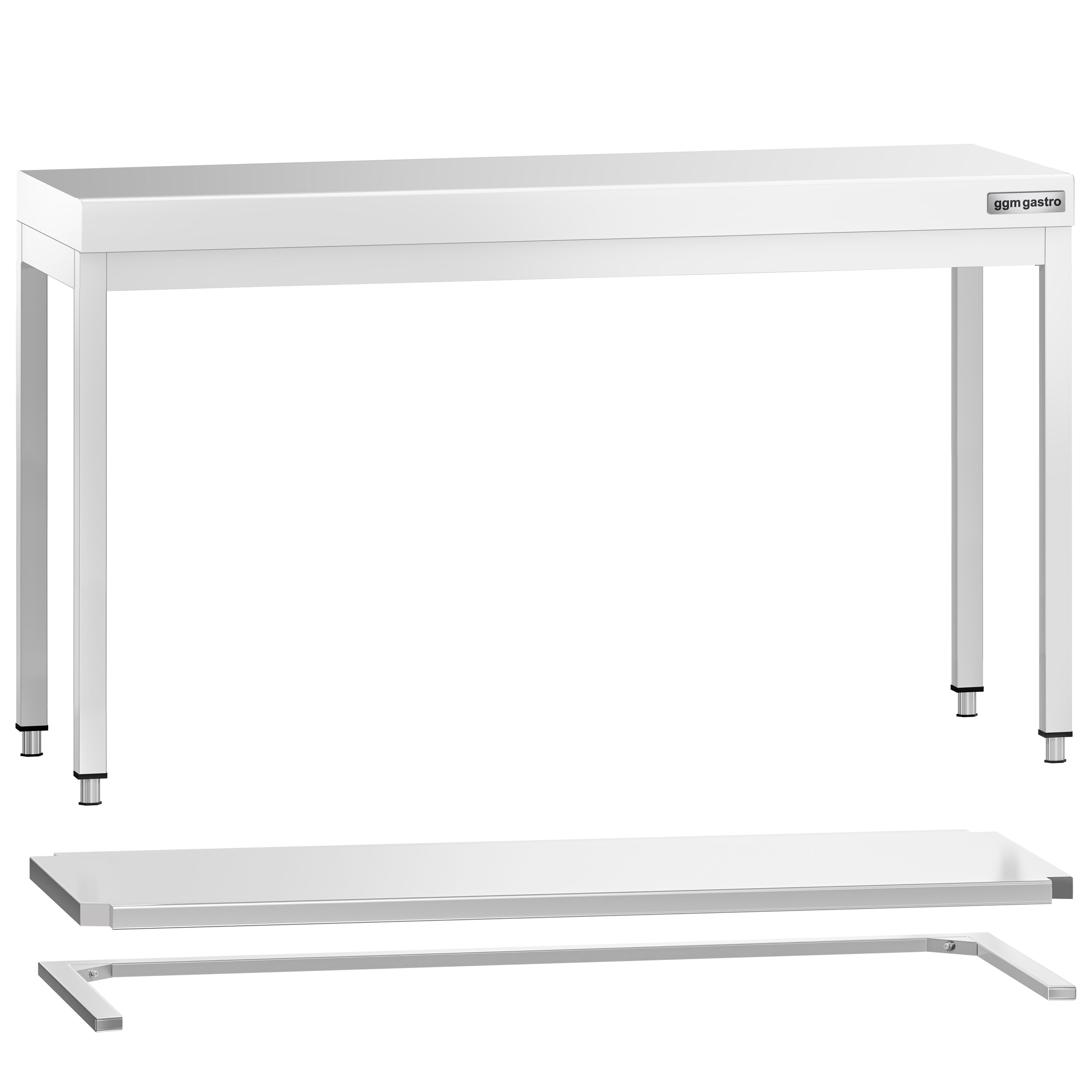 Table de travail inox PREMIUM - 1500 x 700 mm - avec tablette inférieure & Renforts