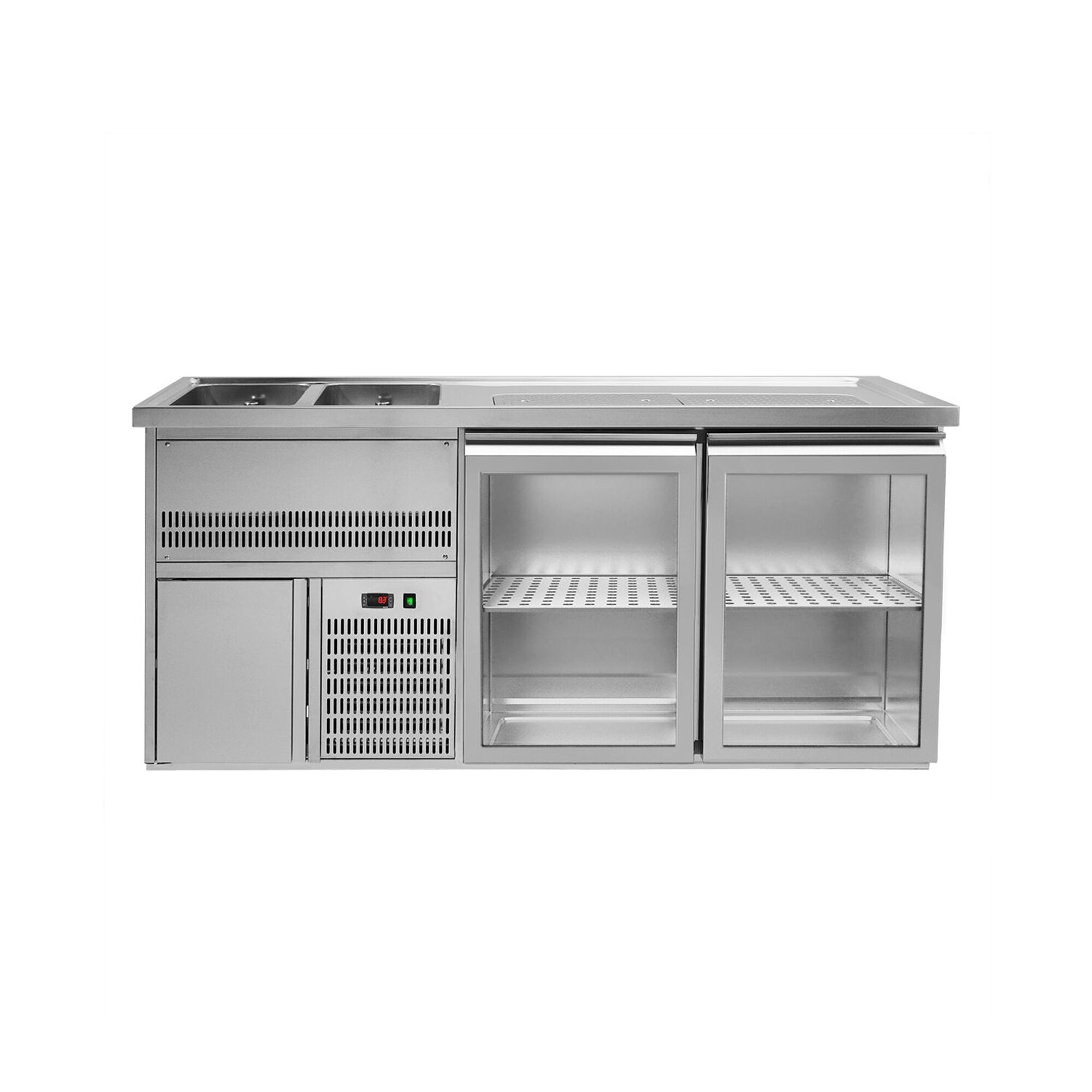 Comptoir à bière Premium PLUS – 1950 × 700 mm – 2 portes vitrées