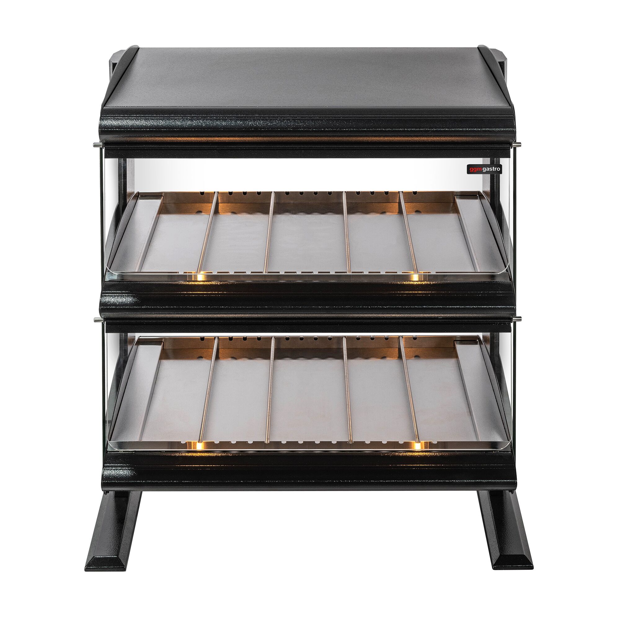 Vitrine chauffante – 710 mm – 1,02 kW – avec 2 étagères – réglable séparément
