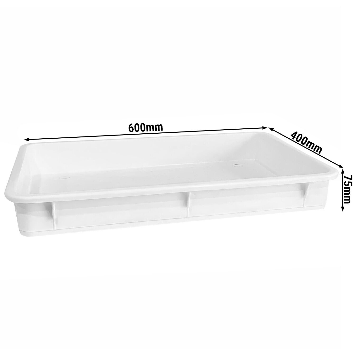 (9 tlg) Přepravka na těsto-set - 8 nádob & 1 víko - EN 600x400 - Výška: 75 mm - Polypropylen - bílá