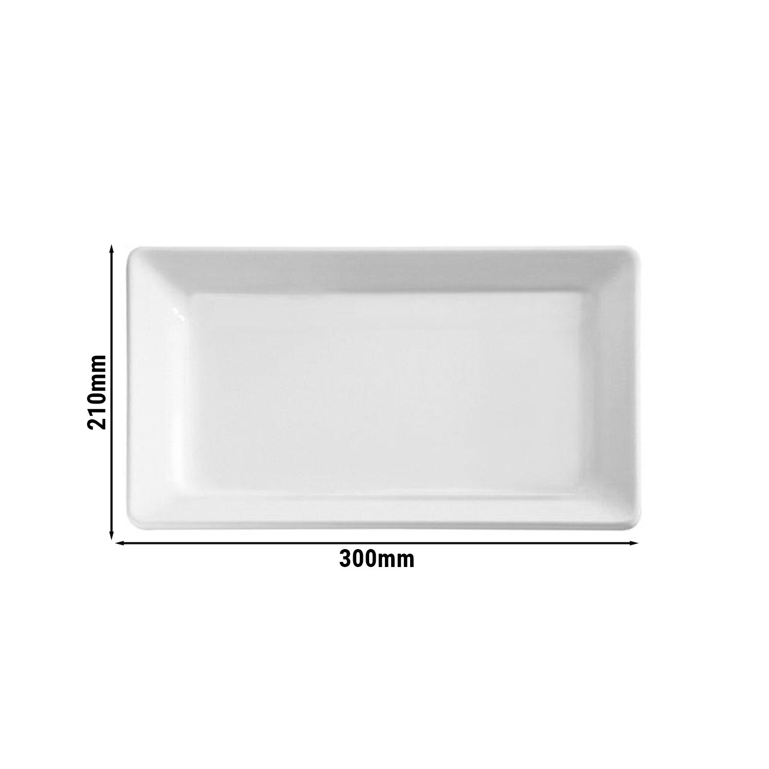 (6 pcs) Plateau de présentation - PURE - Mélamine - 300x210mm - Hauteur:30mm - Blanc - empilable, compatible lave-vaisselle