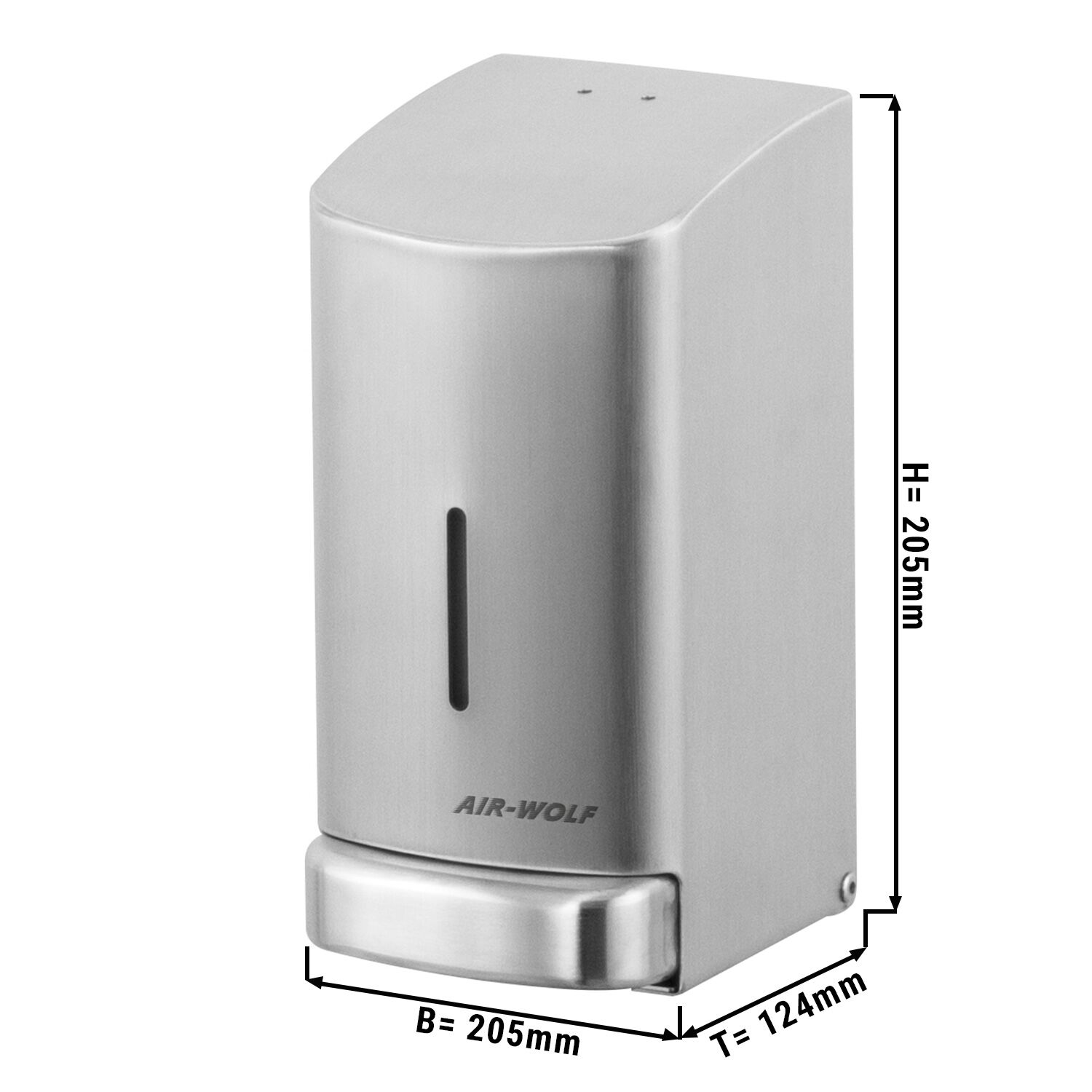 AIR-WOLF | Soap & Disinfectant Dispenser – Wall Mounted - Manual - 800 ml - Stainless - Stainless Steel - 102×124×208 mm