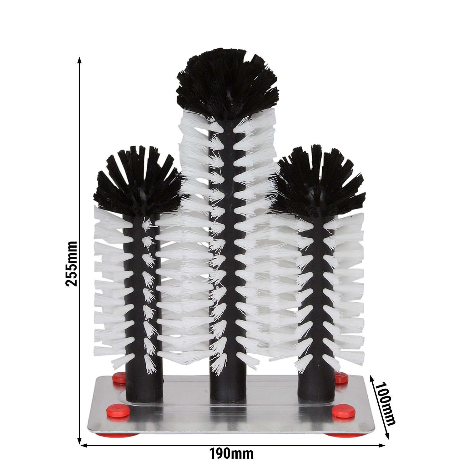 (2 pièces) FUCHS | DELFIN® Brosse à laver les verres - 2x180mm + 1x240mm - avec plaque de fond métallique - 1-2-3