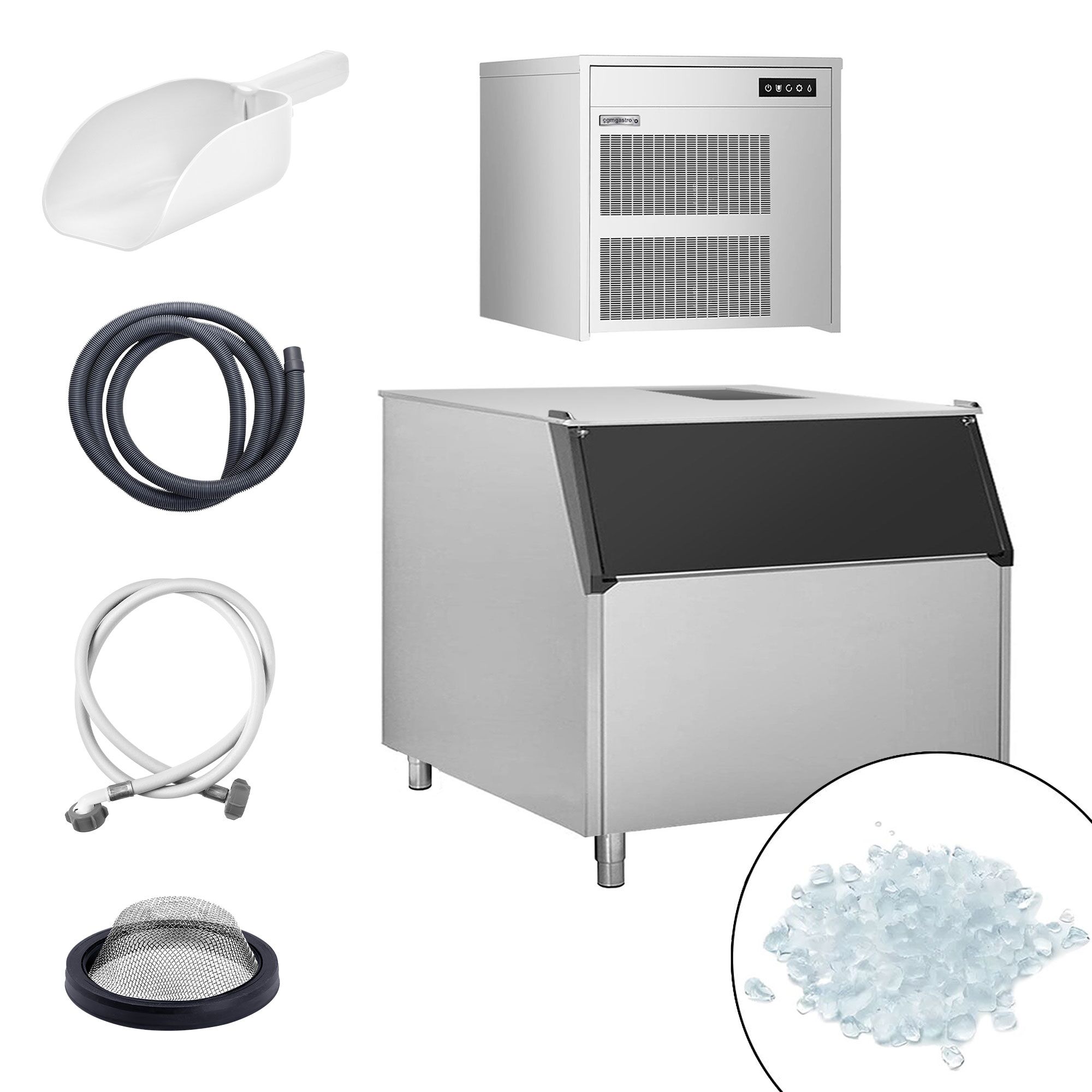 Machine à glace en grains - 390kg/24h - incl. bac à glaçons