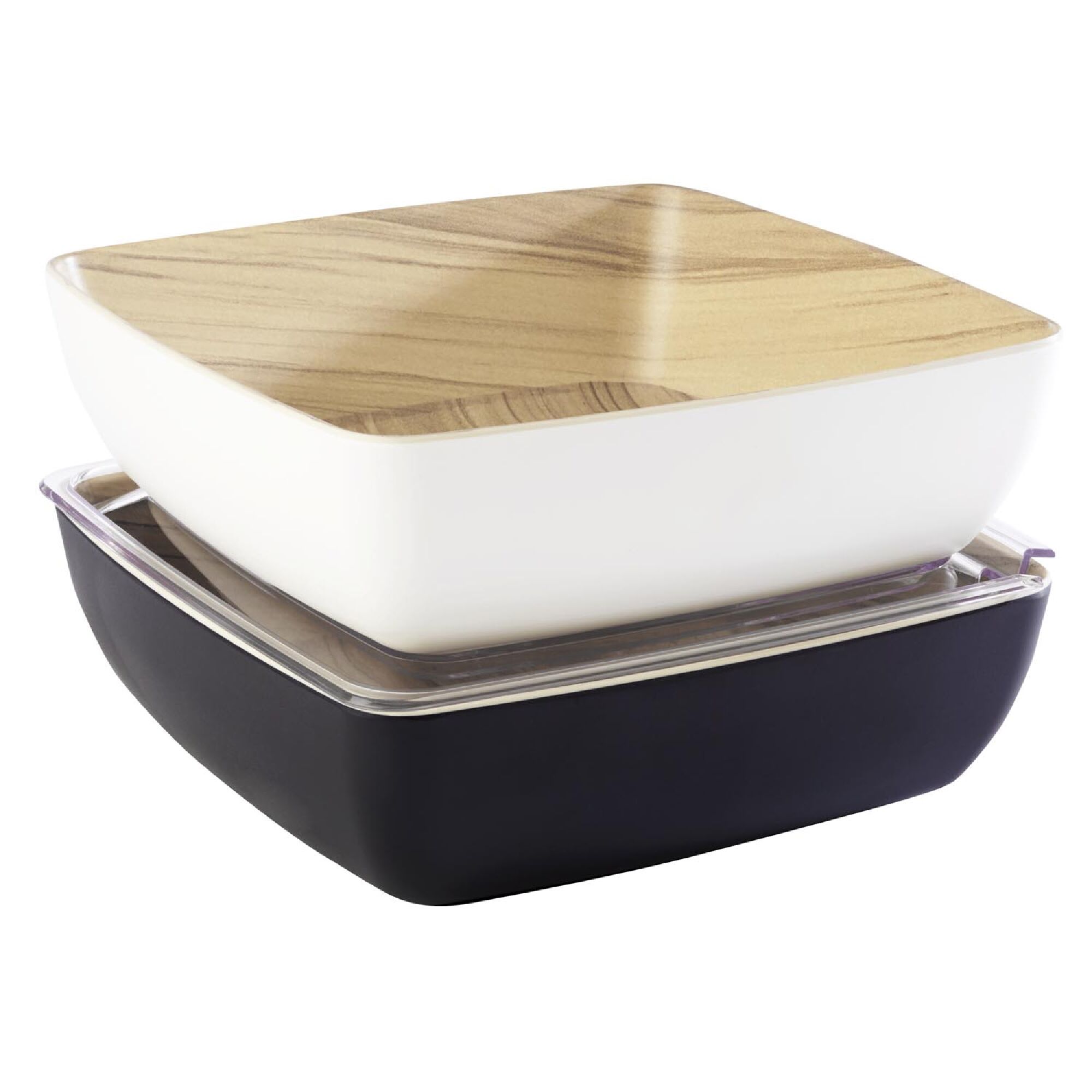 (6 pièces) Bol - FRIDA - Mélamine - 2,65 litre - carré - Noir