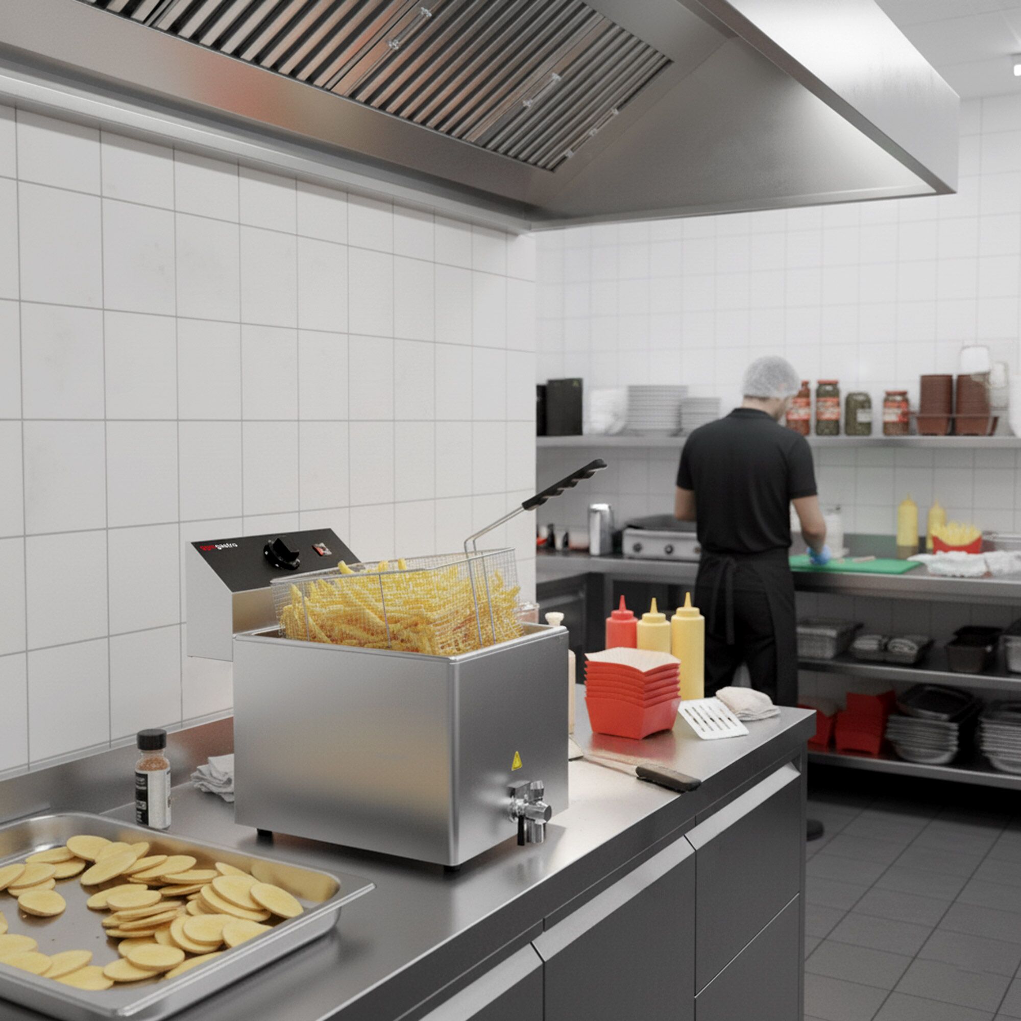 Friteuse électrique – 12 litres – 3,25 kW – avec robinet de vidange