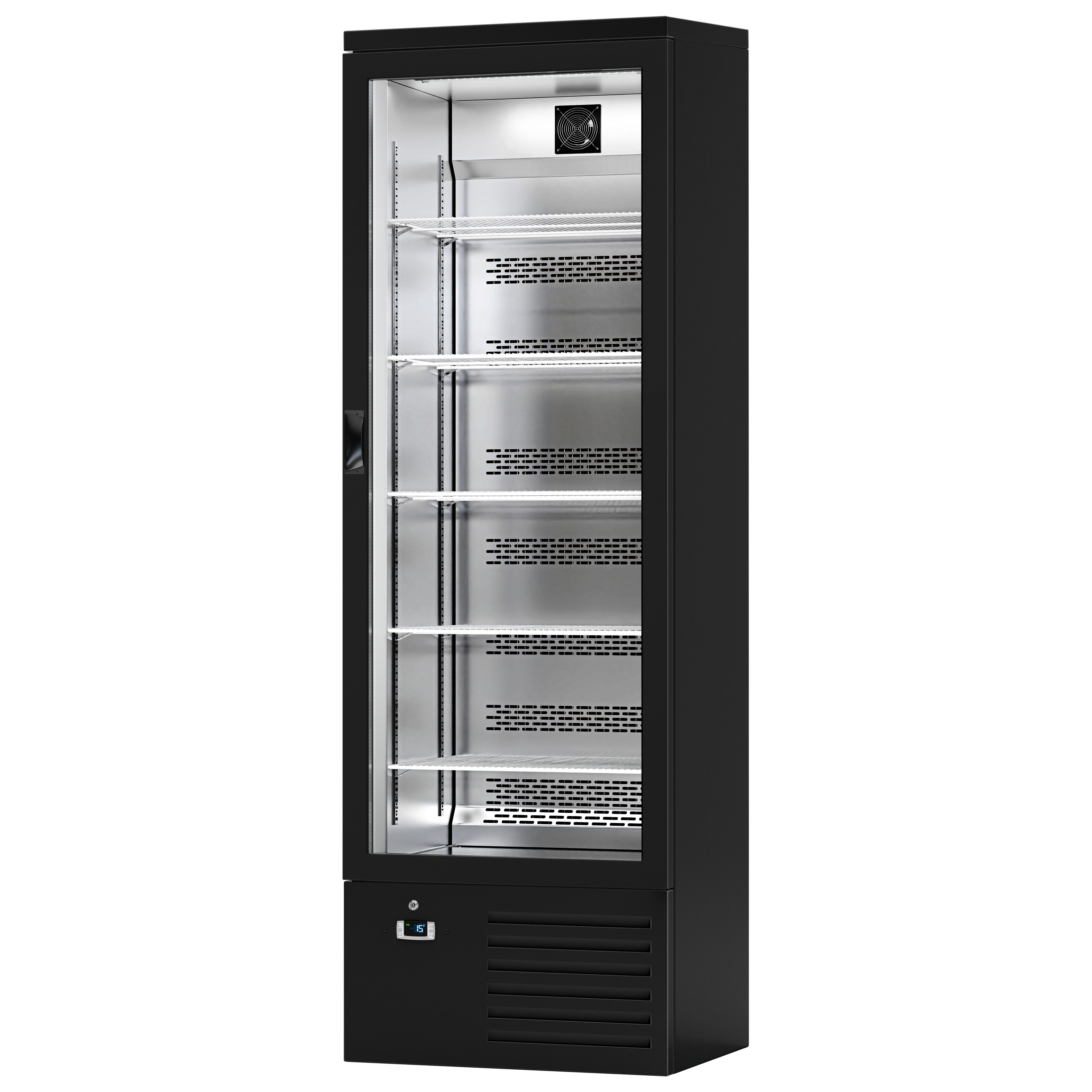 Vitrine réfrigérée à boissons - 600mm - 280 L - 1 porte vitrée - Noir - +4 à +12 °C