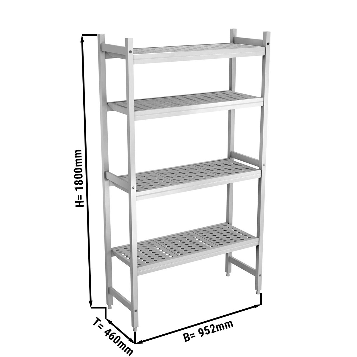 Étagère de base en aluminium - 952 x 1800 mm - Capacité de charge : 600 kg