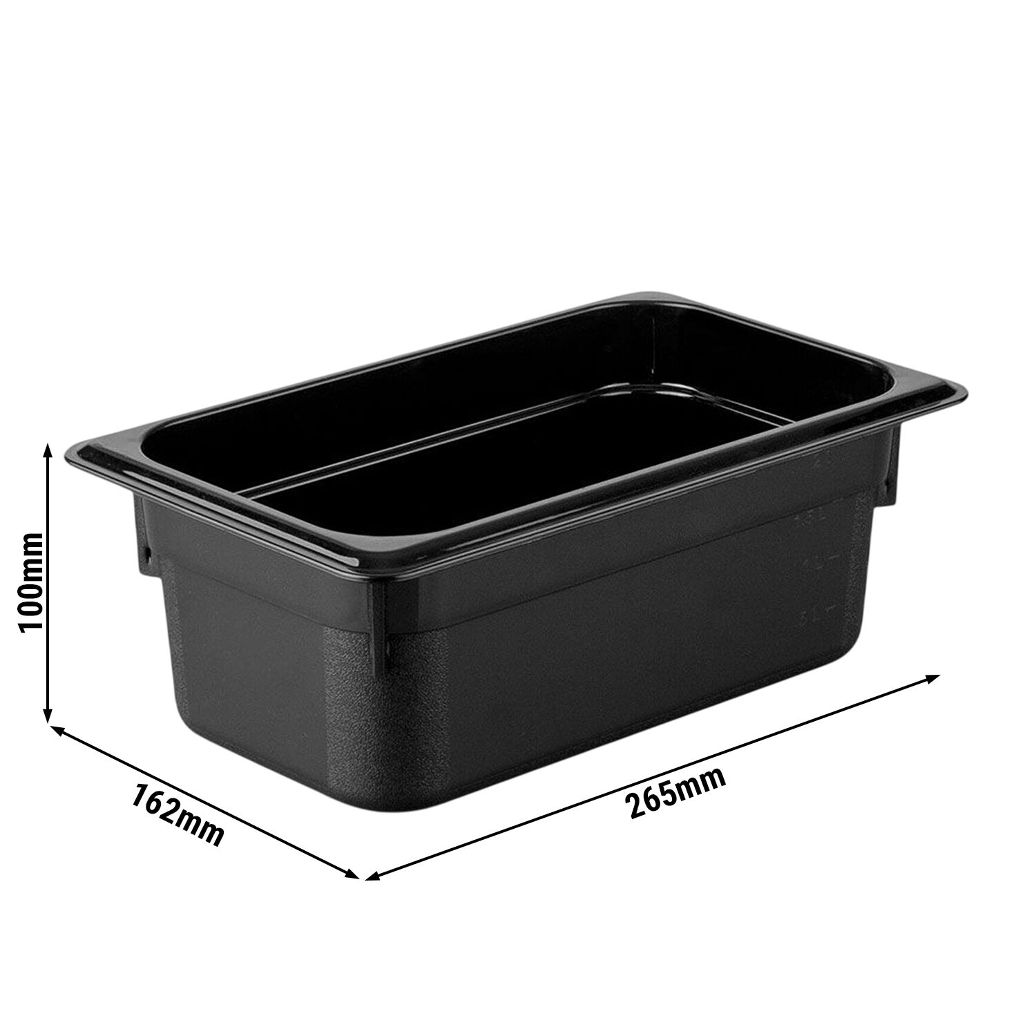 (6 Stück) Polycarbonat-Behälter GN 1/4 - Schwarz - Höhe: 100mm