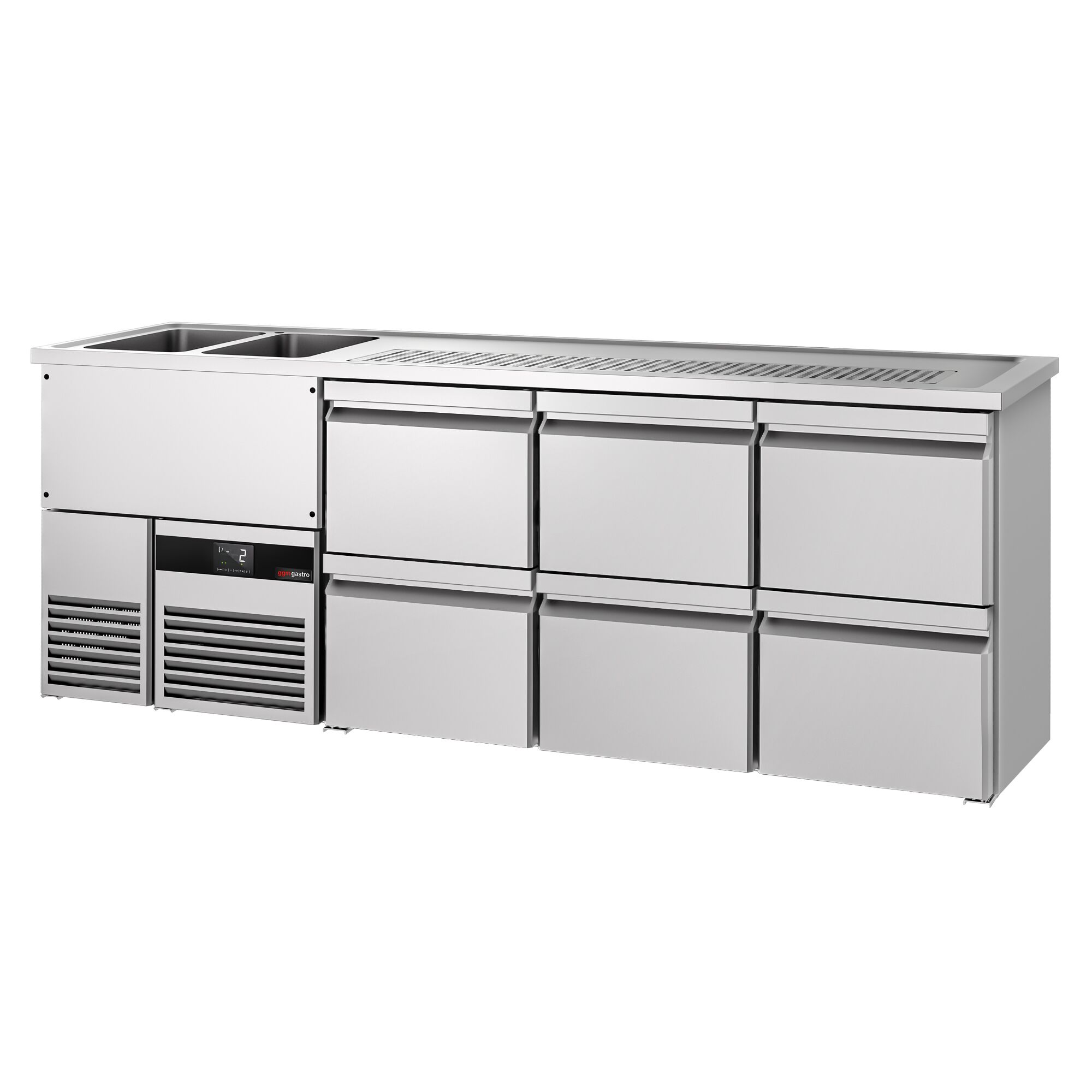 Comptoir de bar réfrigéré PREMIUM - 2500x700mm - 6 tiroirs         