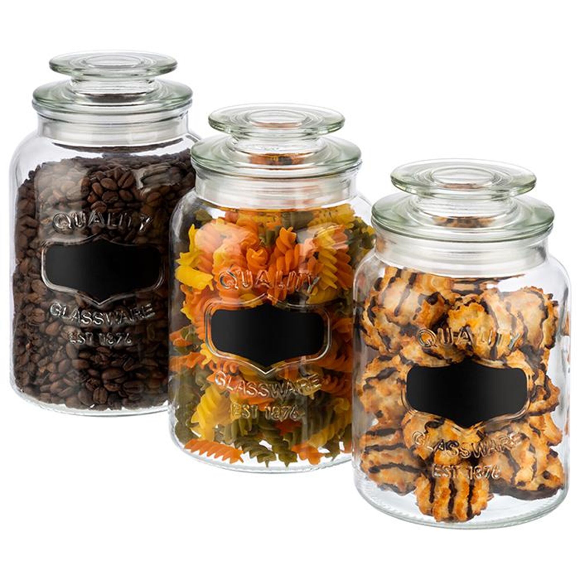 (6 pcs) Bocal - NOTE - 1 Liter - Transparent - incl. couvercle en verre avec joint